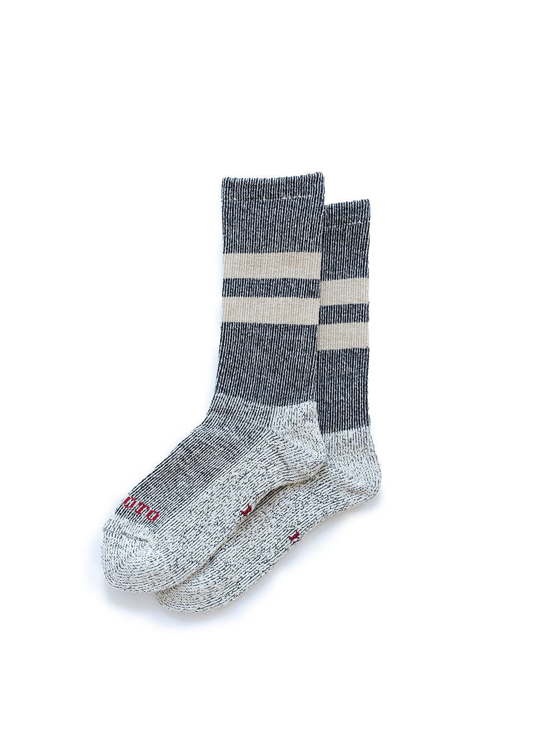 Pile Stripe Marl Socks - Black/Beige
