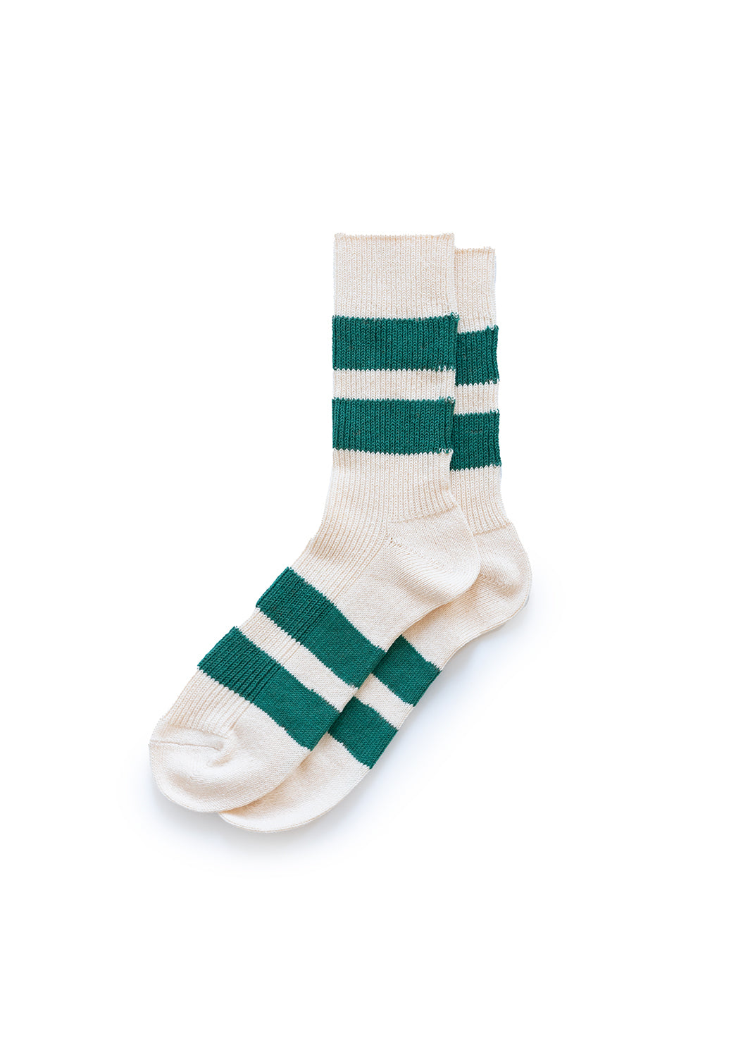 Cotton Stripe Socks - Ecru/Green