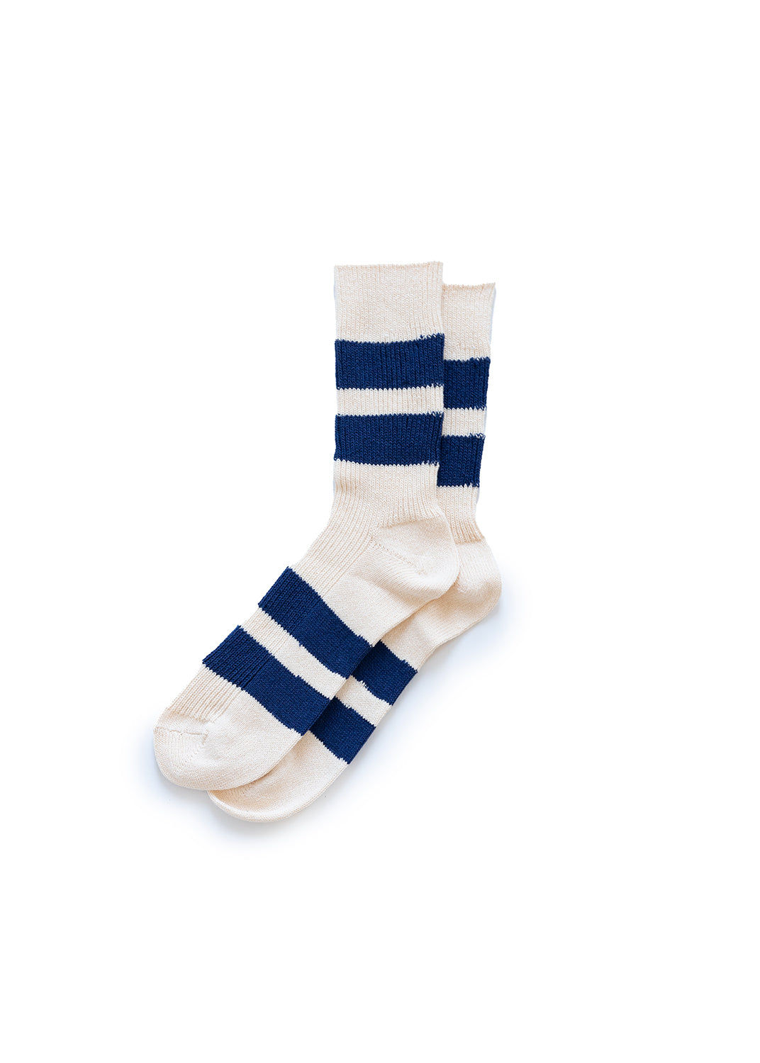 Cotton Stripe Socks - Ecru/Blue