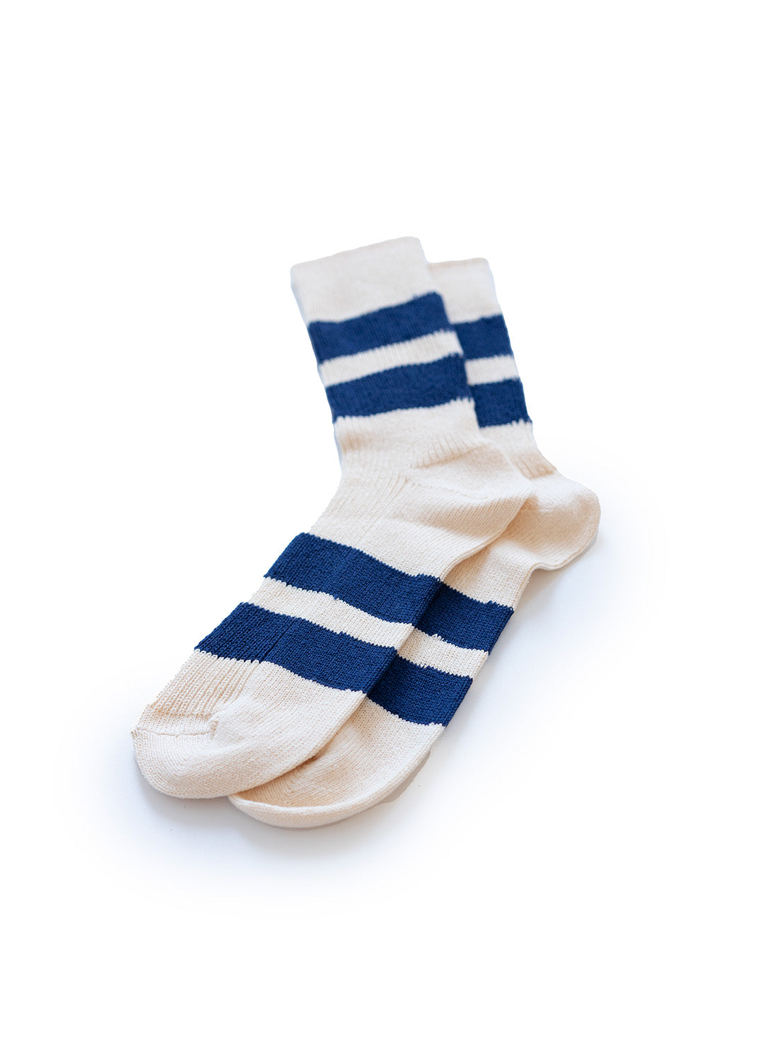 Cotton Stripe Socks - Ecru/Blue