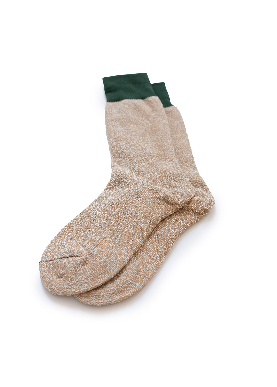 Double Face Crew Socks - Dark Green/Beige