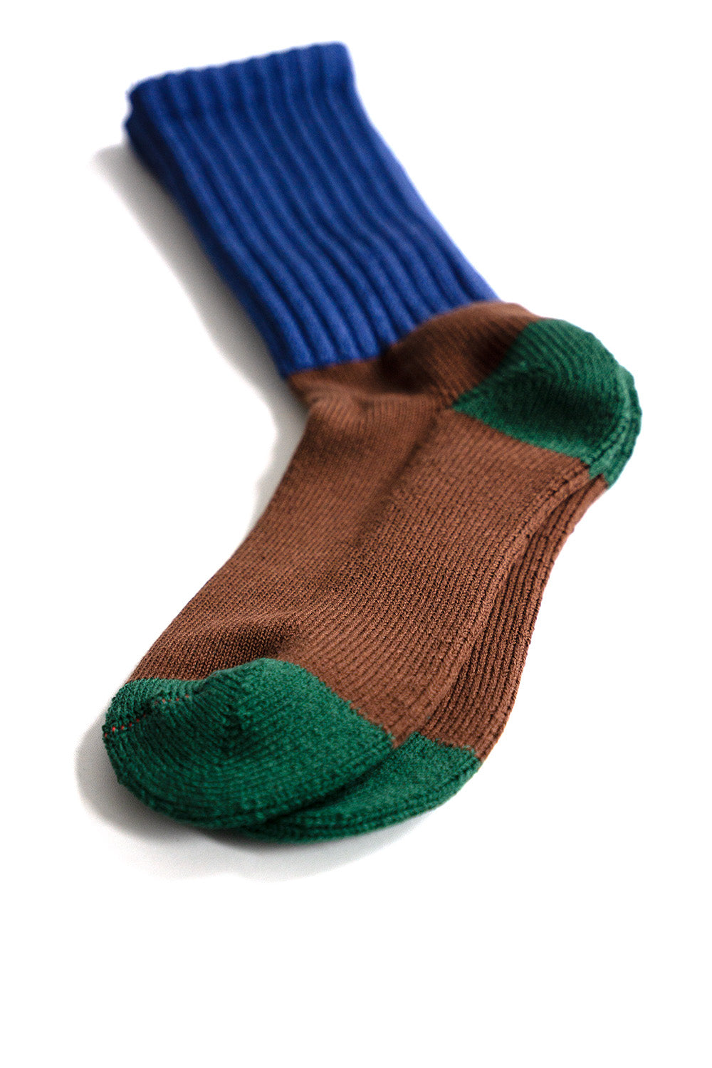 Multi Loose Pile Socks - Blue/Brown/Green