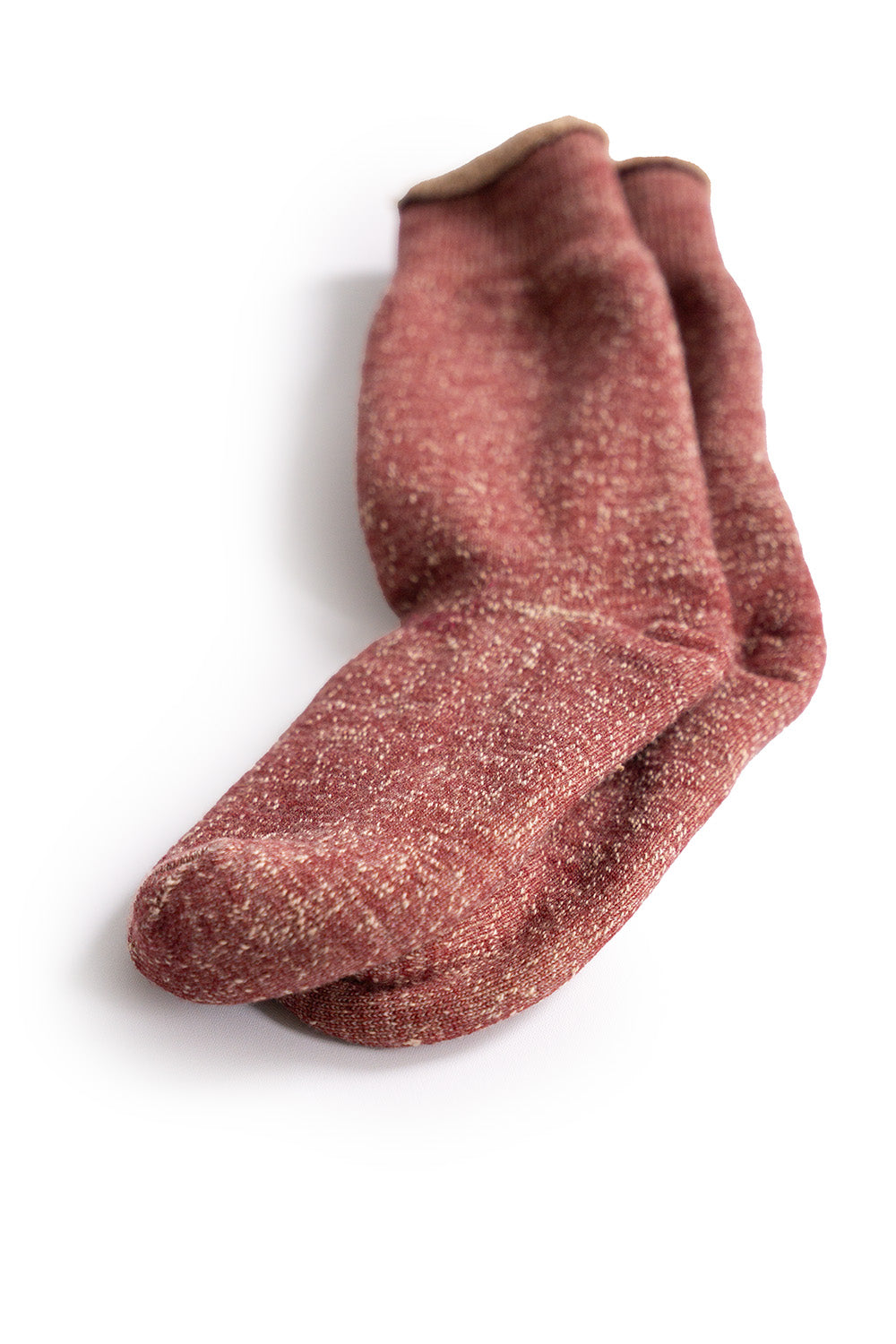 Double Face Crew Socks  - Merino Wool + Organic Cotton - Rust