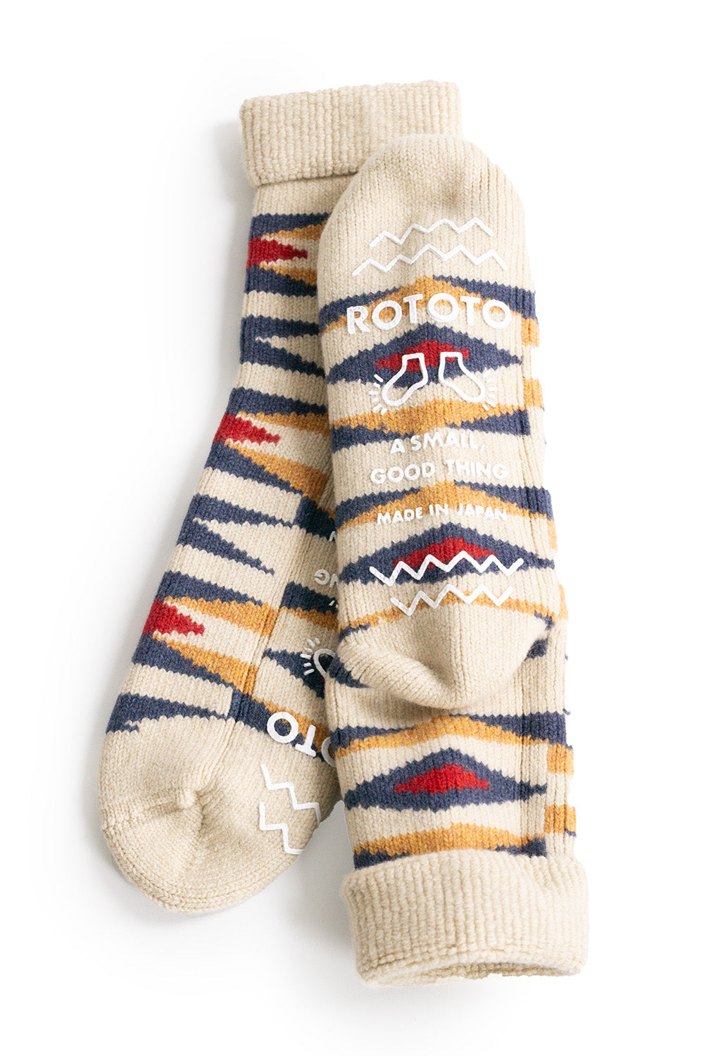 Merino Lambs Wool Comfy Room Socks - Mosaic - Ivory