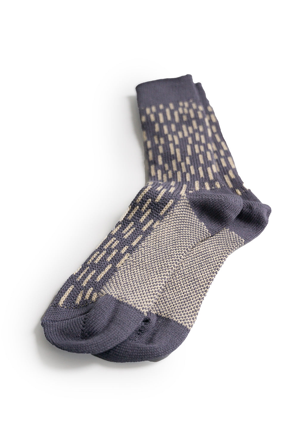 Rain Drop Crew Socks - Steel Blue / Ivory