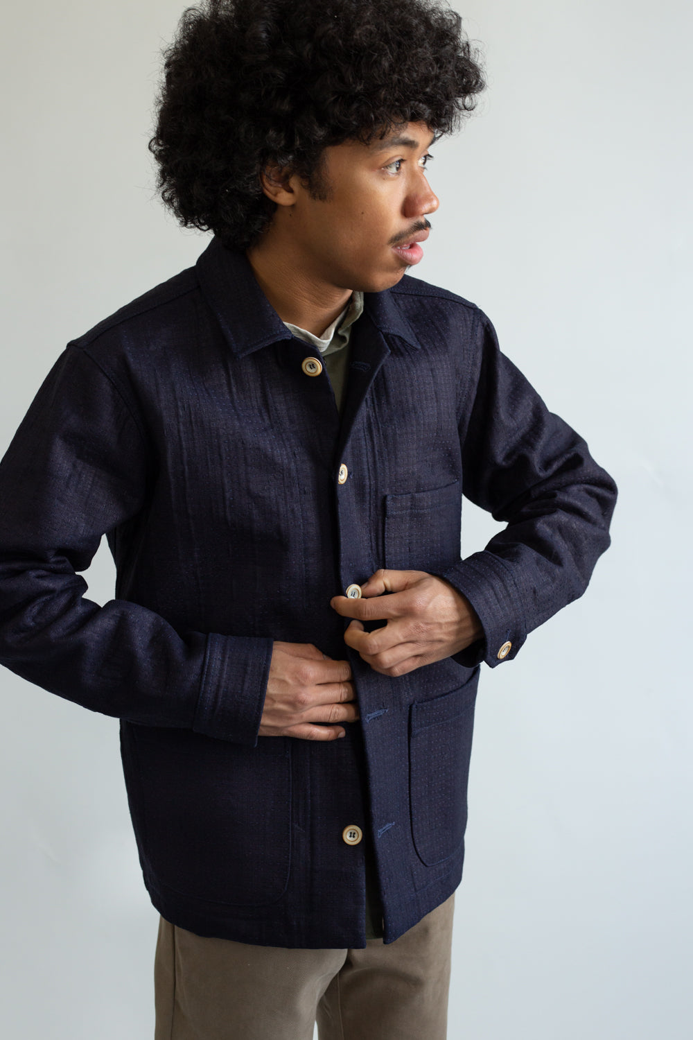 Sashiko Studio Coat - Indigo