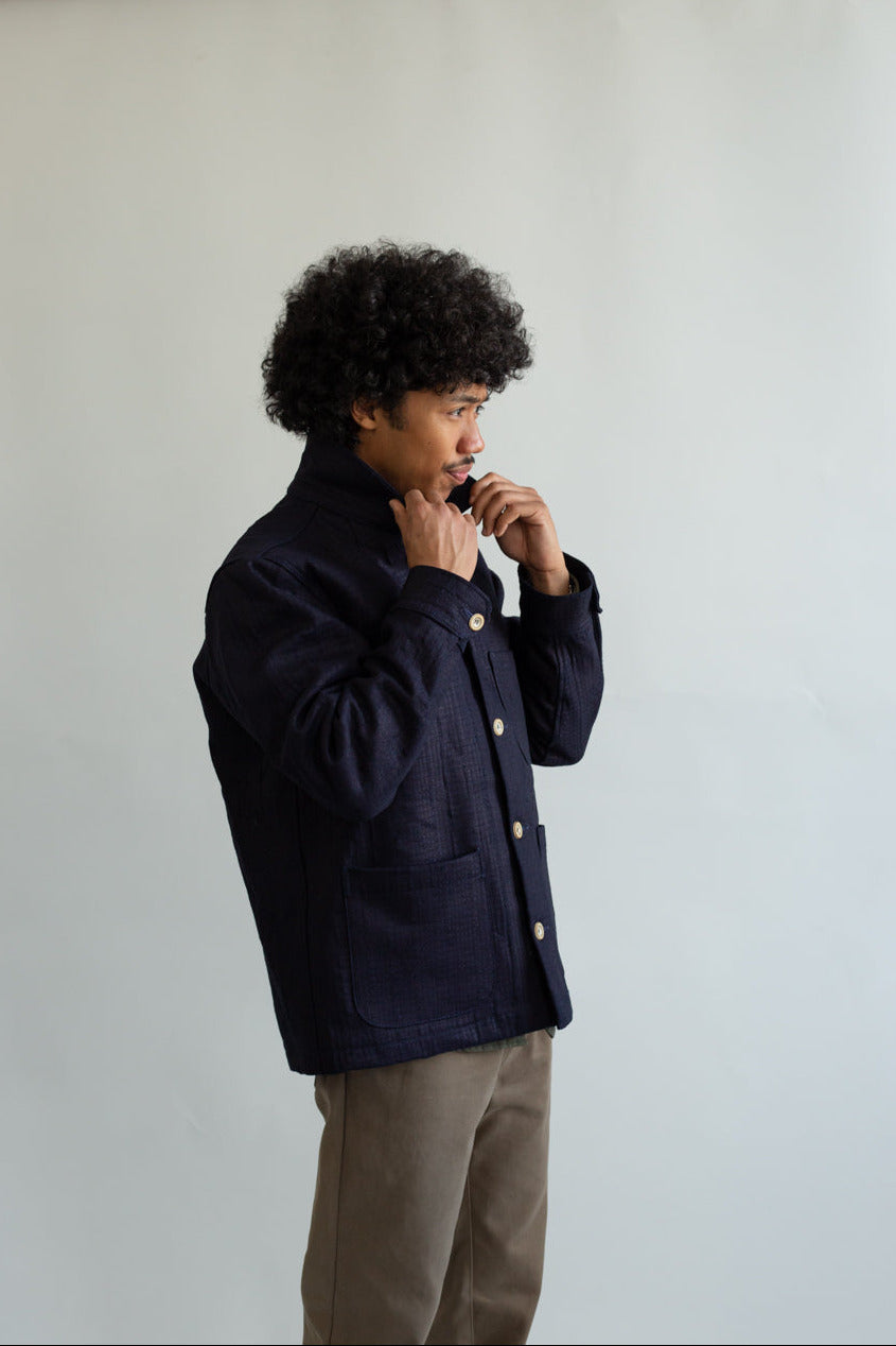 Sashiko Studio Coat - Indigo