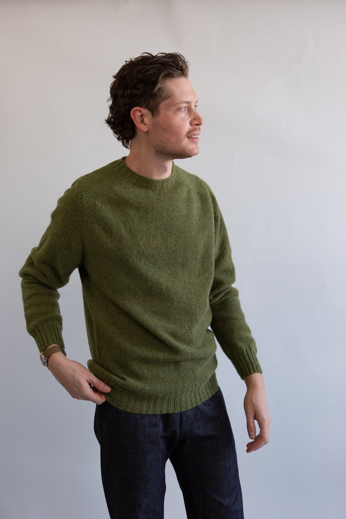Tweed Wool Sweater - Lichen
