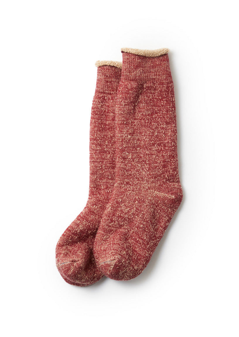 Double Face Crew Socks  - Merino Wool + Organic Cotton - Rust