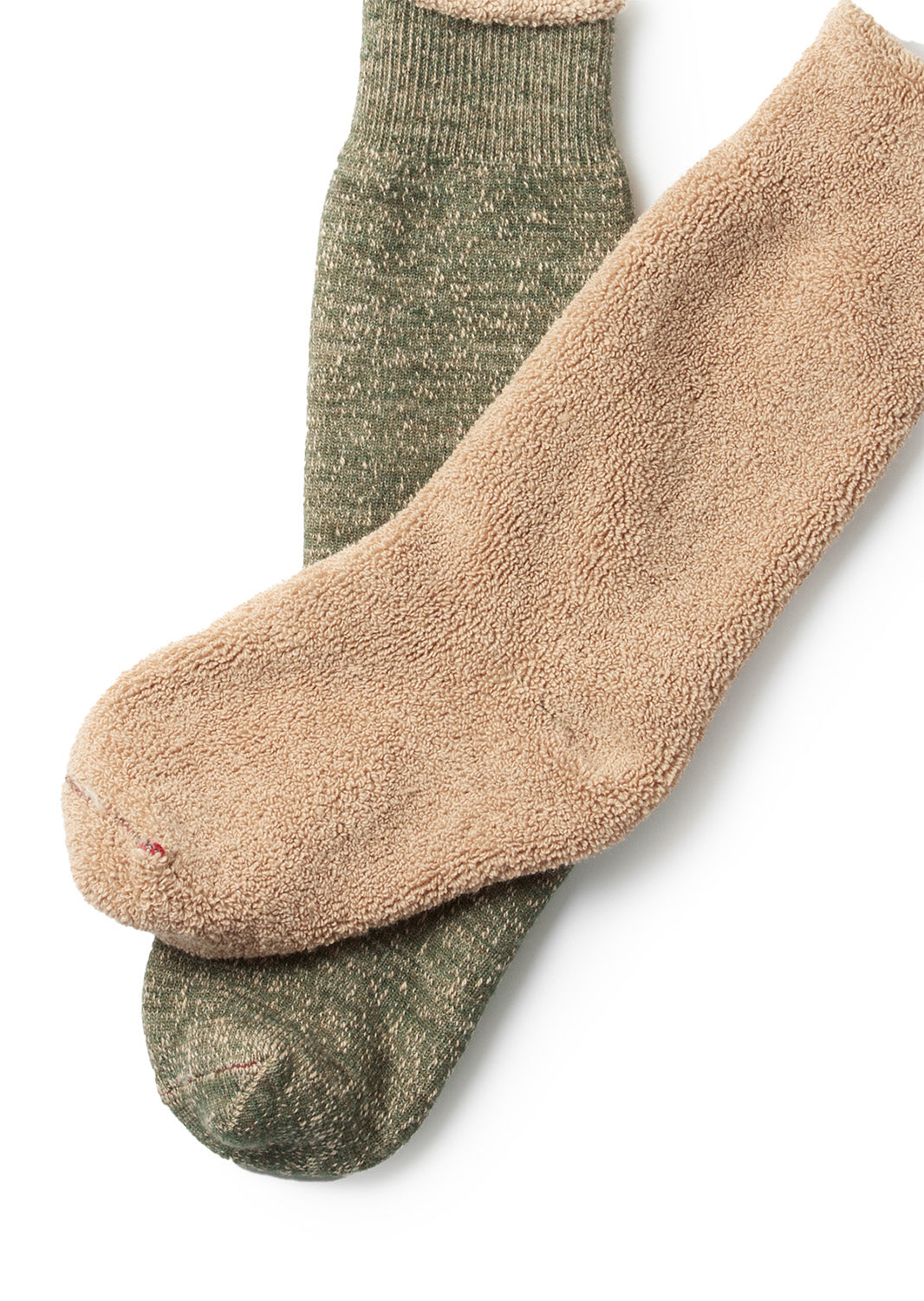 Double Face Crew Socks  - Merino Wool + Organic Cotton - Olive