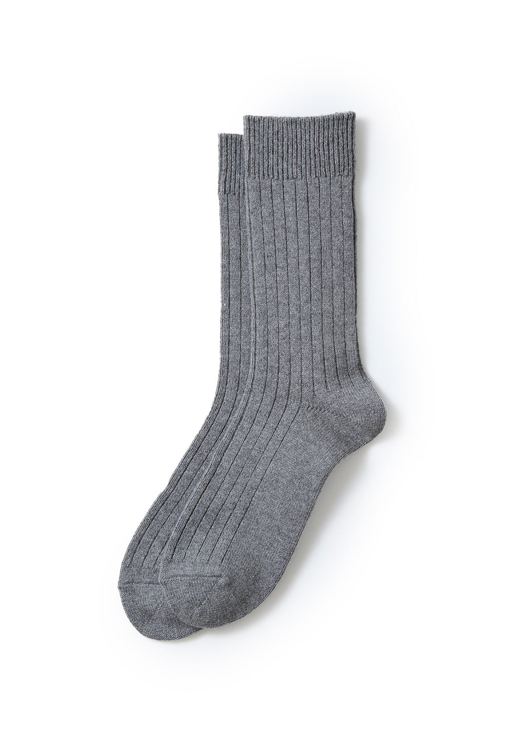 Cotton Wool Ribbed Crew Socks - Gray