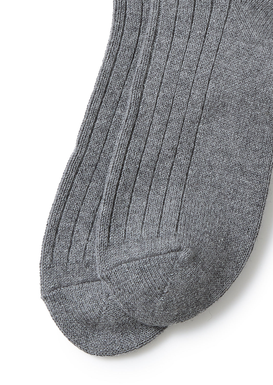 Cotton Wool Ribbed Crew Socks - Gray