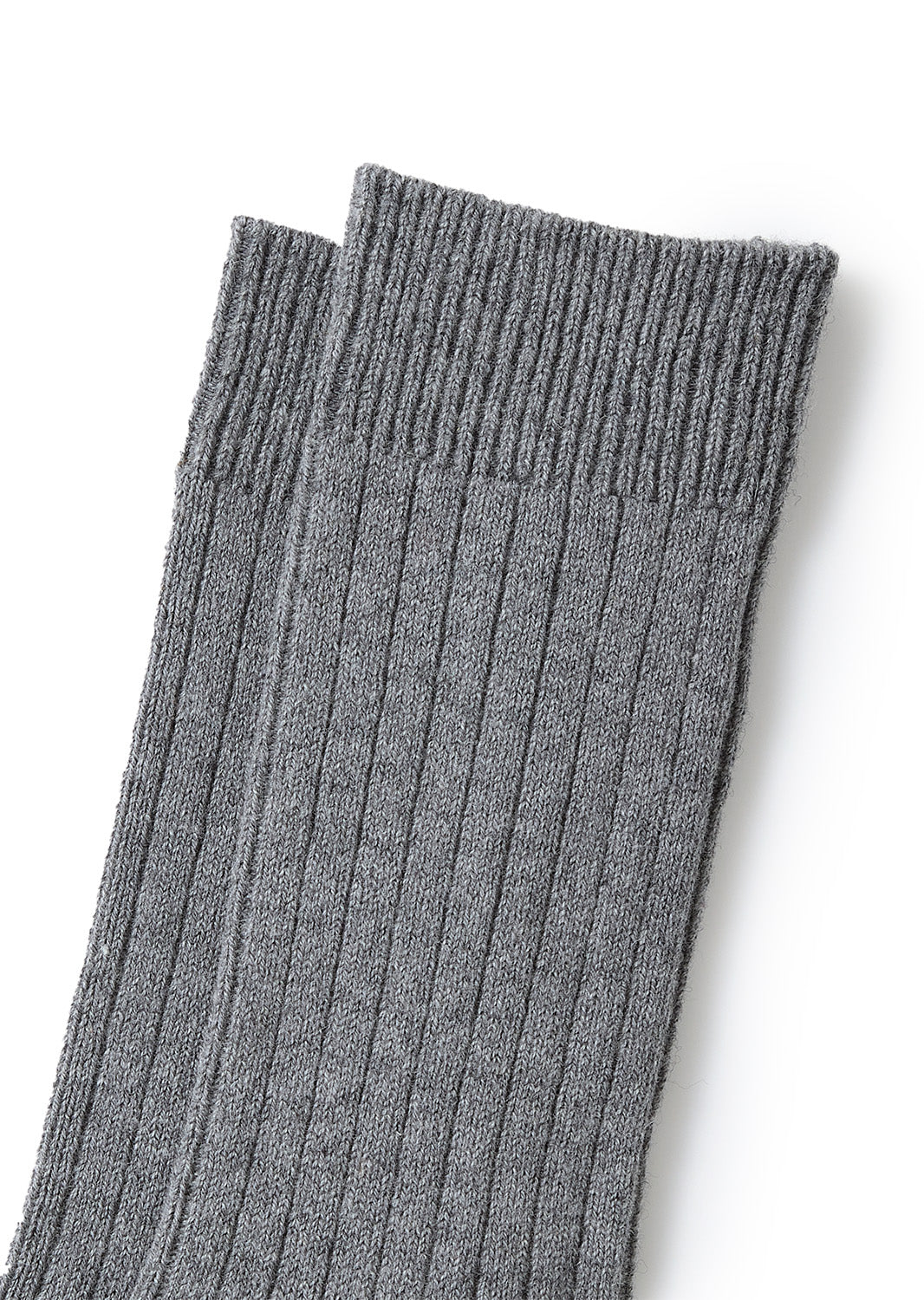 Cotton Wool Ribbed Crew Socks - Gray