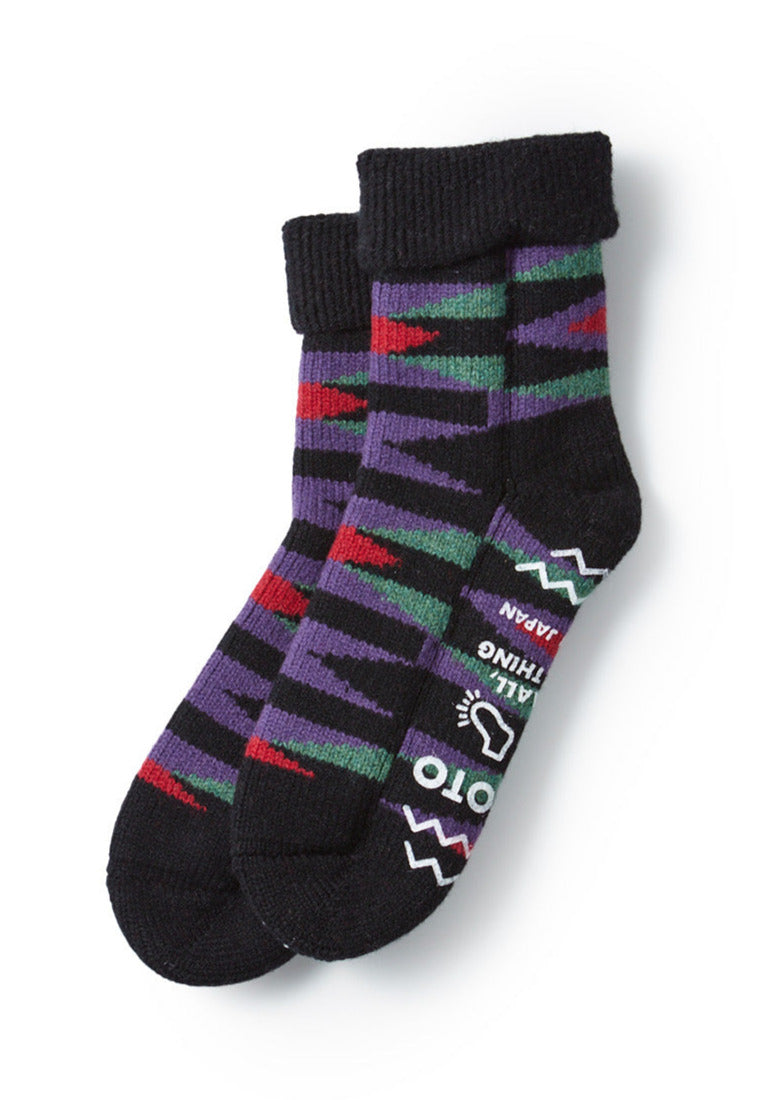 Merino Lambs Wool Comfy Room Socks - Mosaic - Black