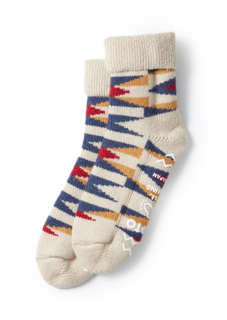 Merino Lambs Wool Comfy Room Socks - Mosaic - Ivory