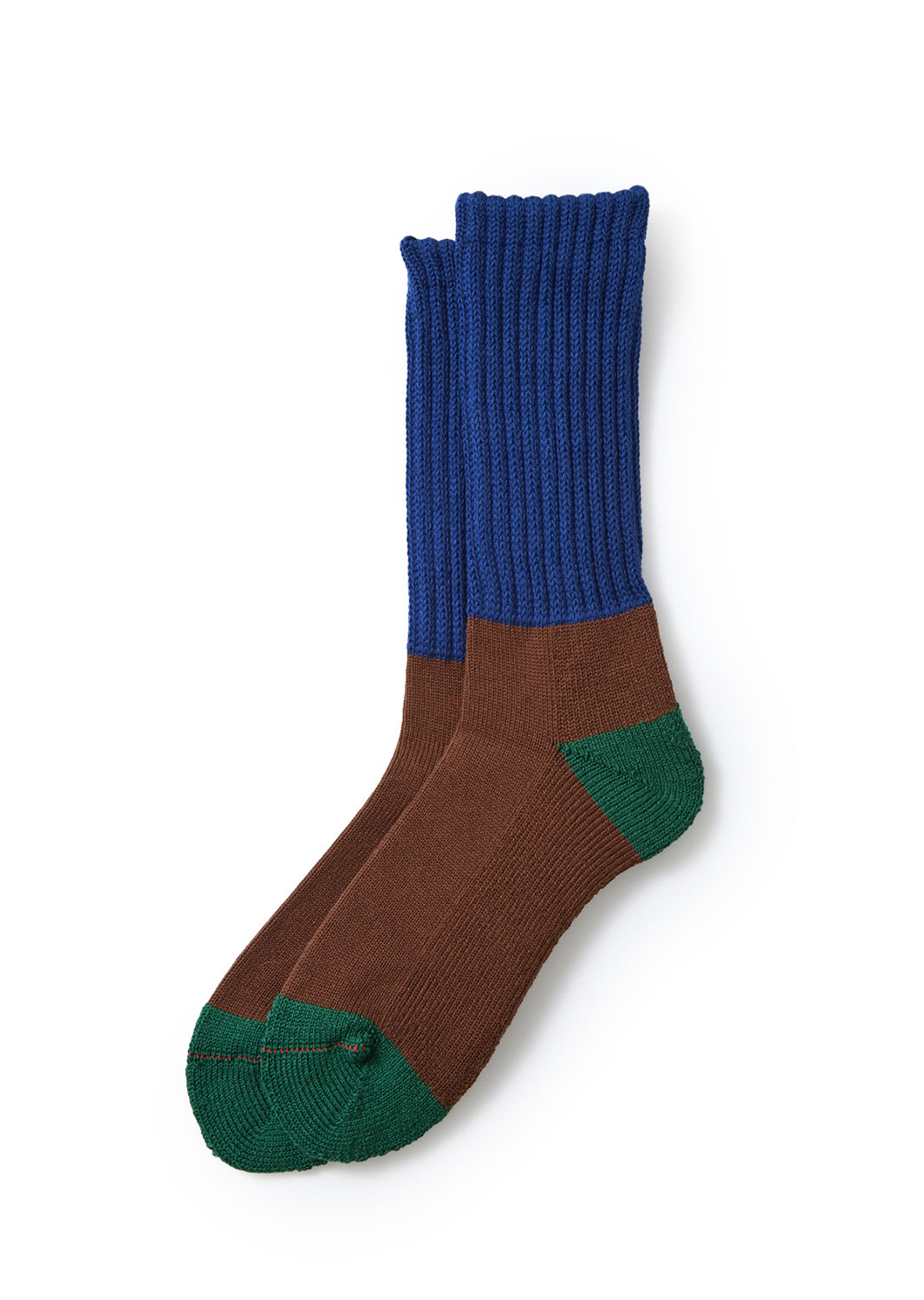 Multi Loose Pile Socks - Blue/Brown/Green