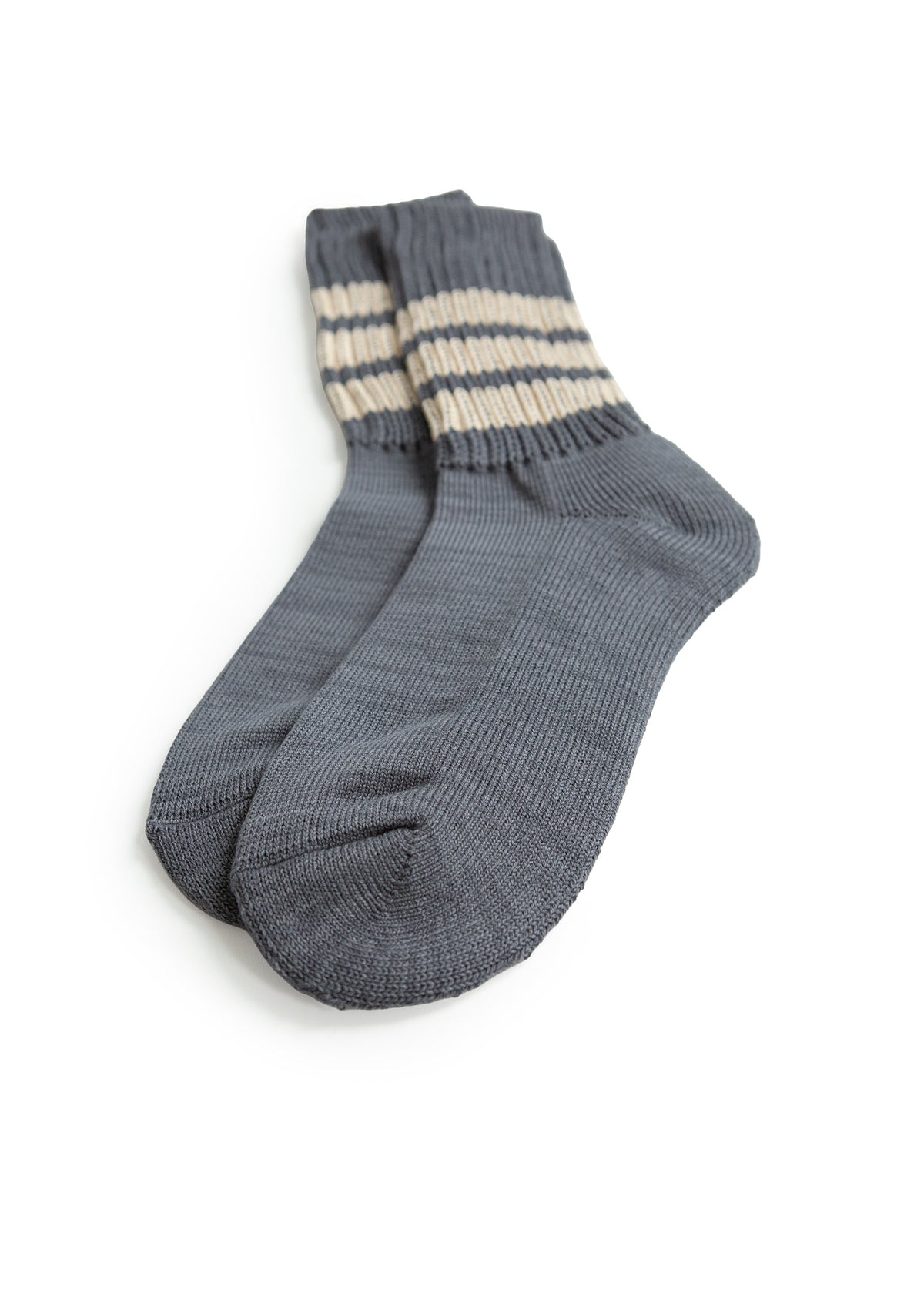 Coarse Ribbed Crew Socks "College Colors" - Faded Blue/Ivory