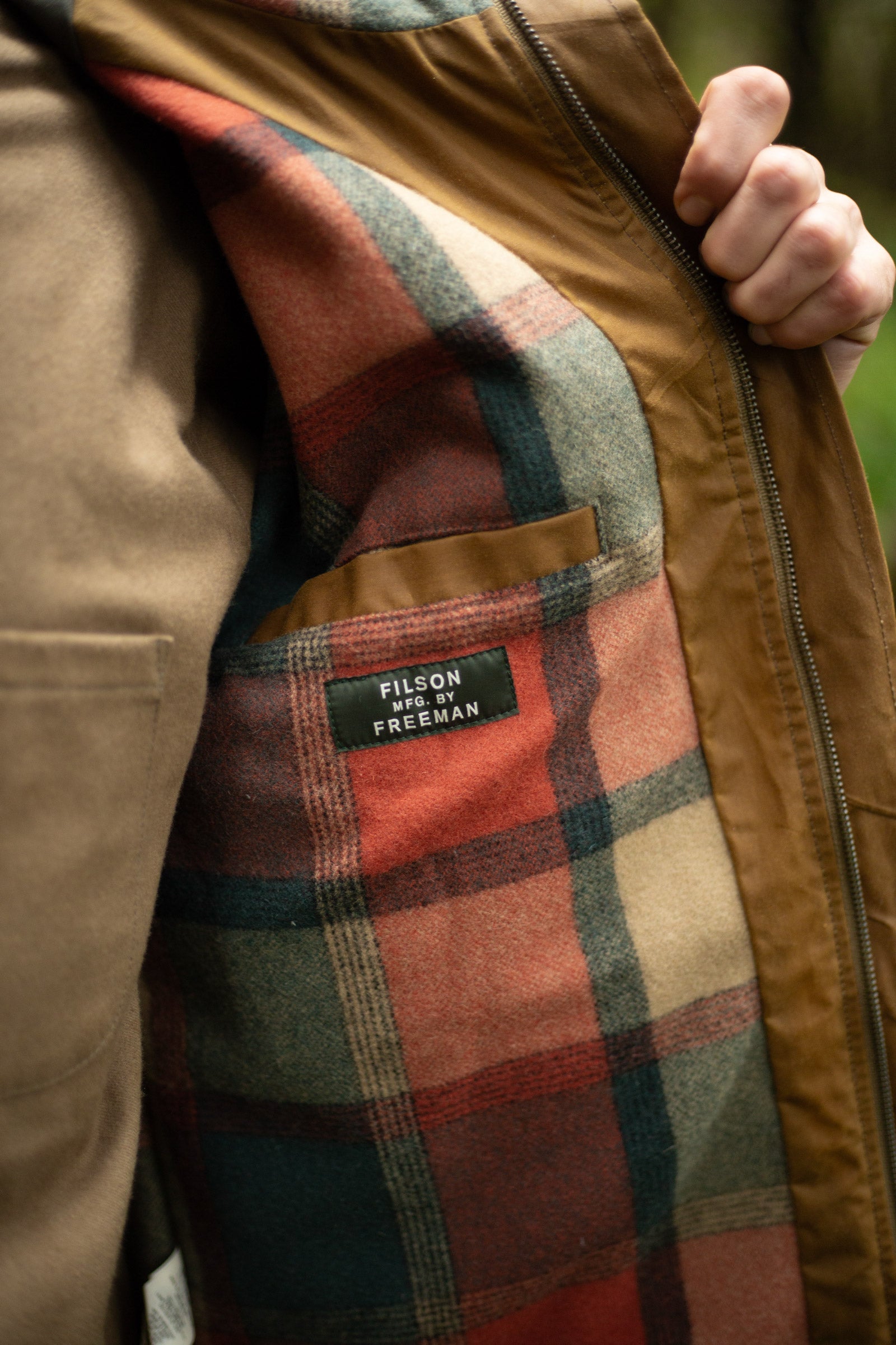 Filson x Freeman Wool Lined Raincoat - Tan/Amber Spruce