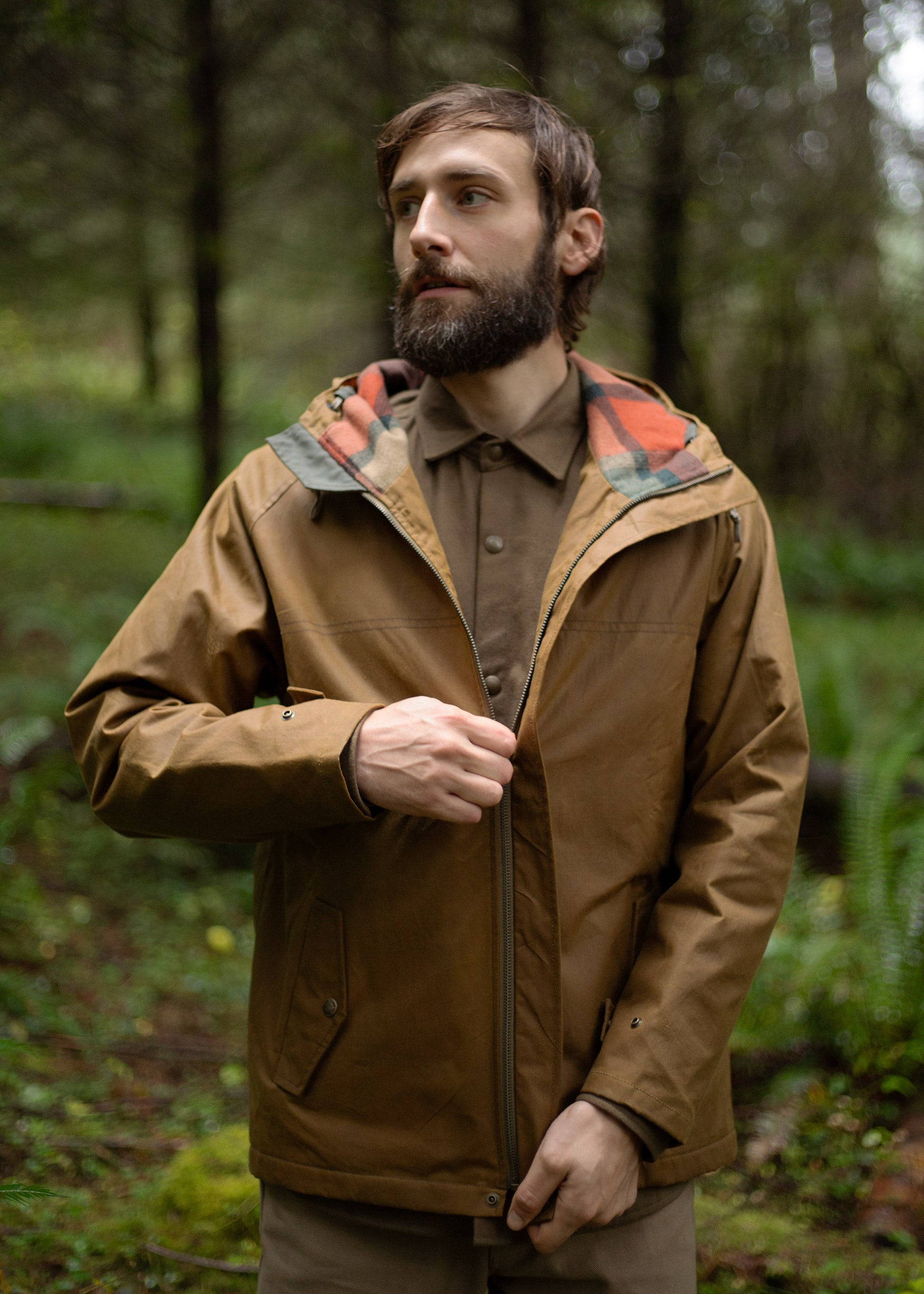 Filson x Freeman Wool Lined Raincoat - Tan/Amber Spruce