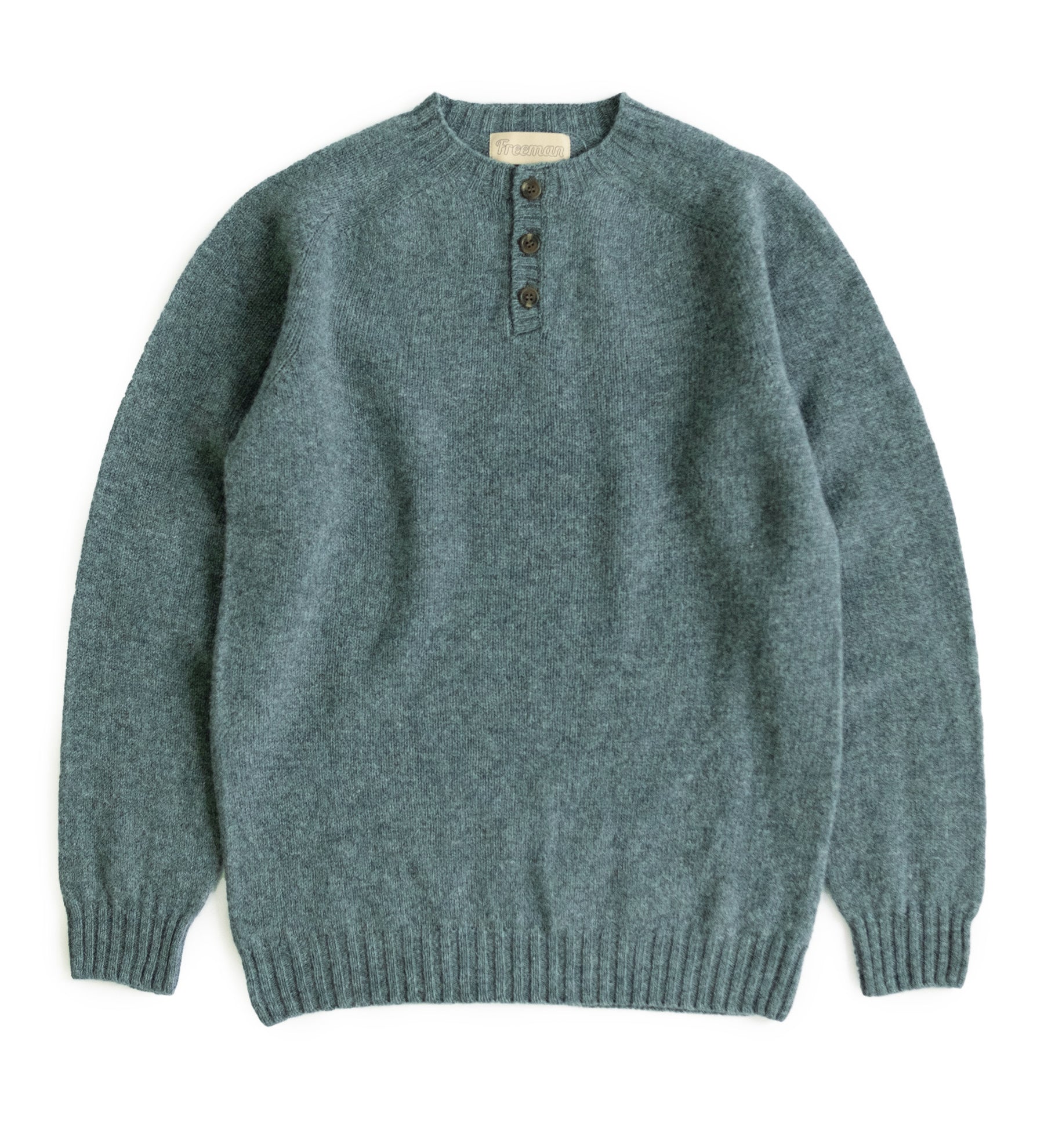 Wool Henley Sweater - Denim