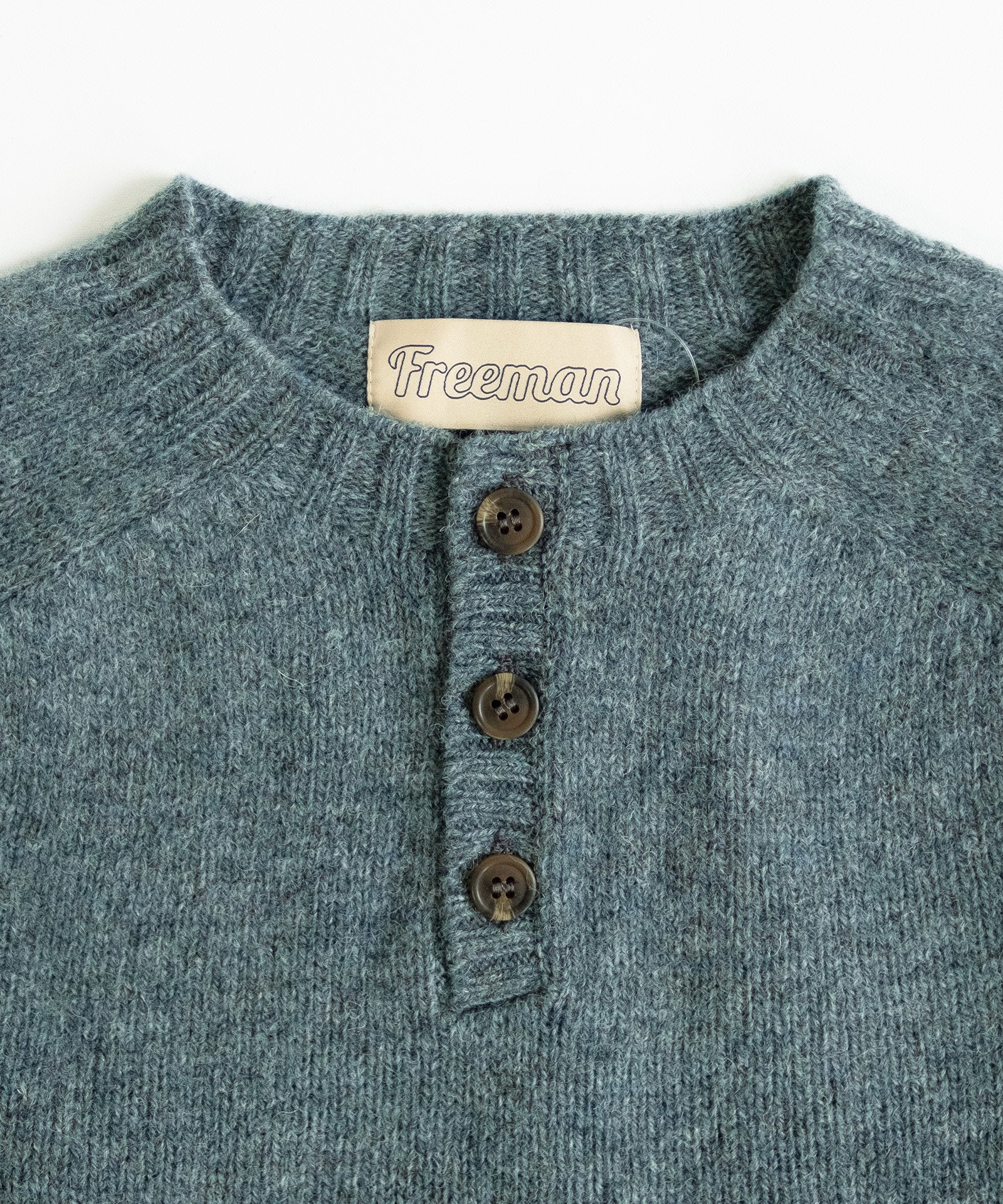 Wool Henley Sweater - Denim
