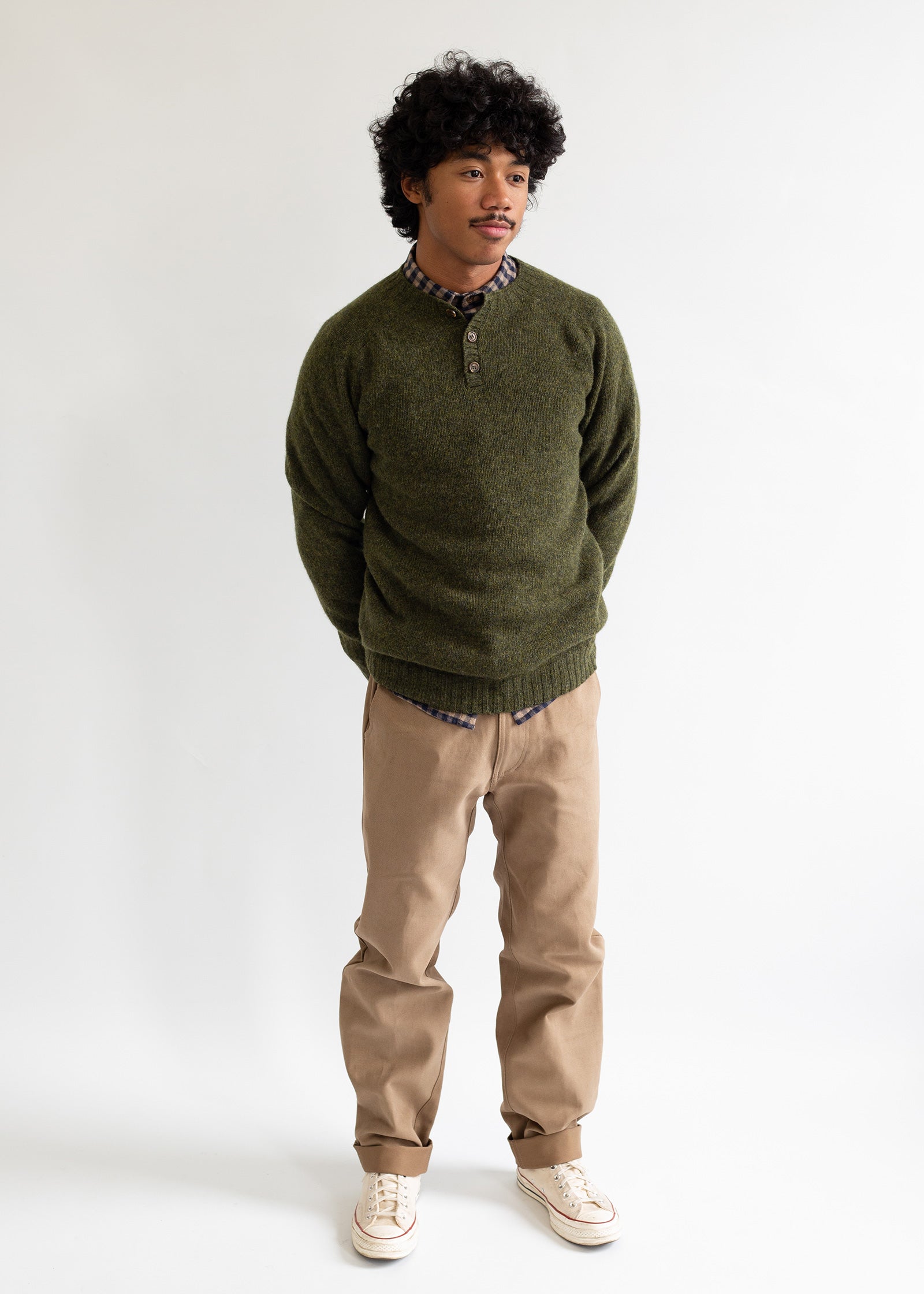 Wool Henley Sweater - Pine