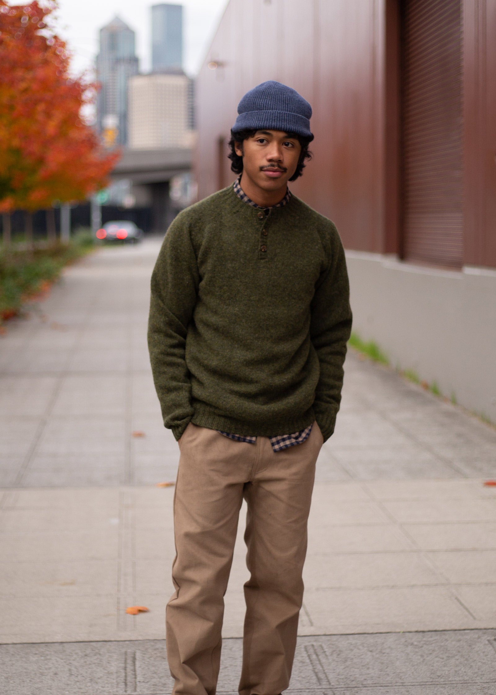 Wool Henley Sweater - Pine