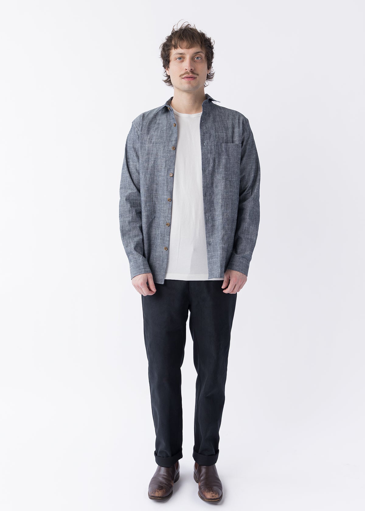 Weathervane Shirt –  Indigo Hemp Chambray
