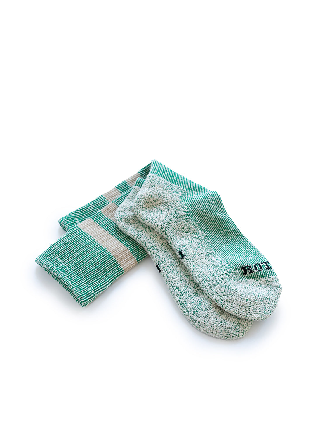Pile Stripe Marl Socks - Green/Beige
