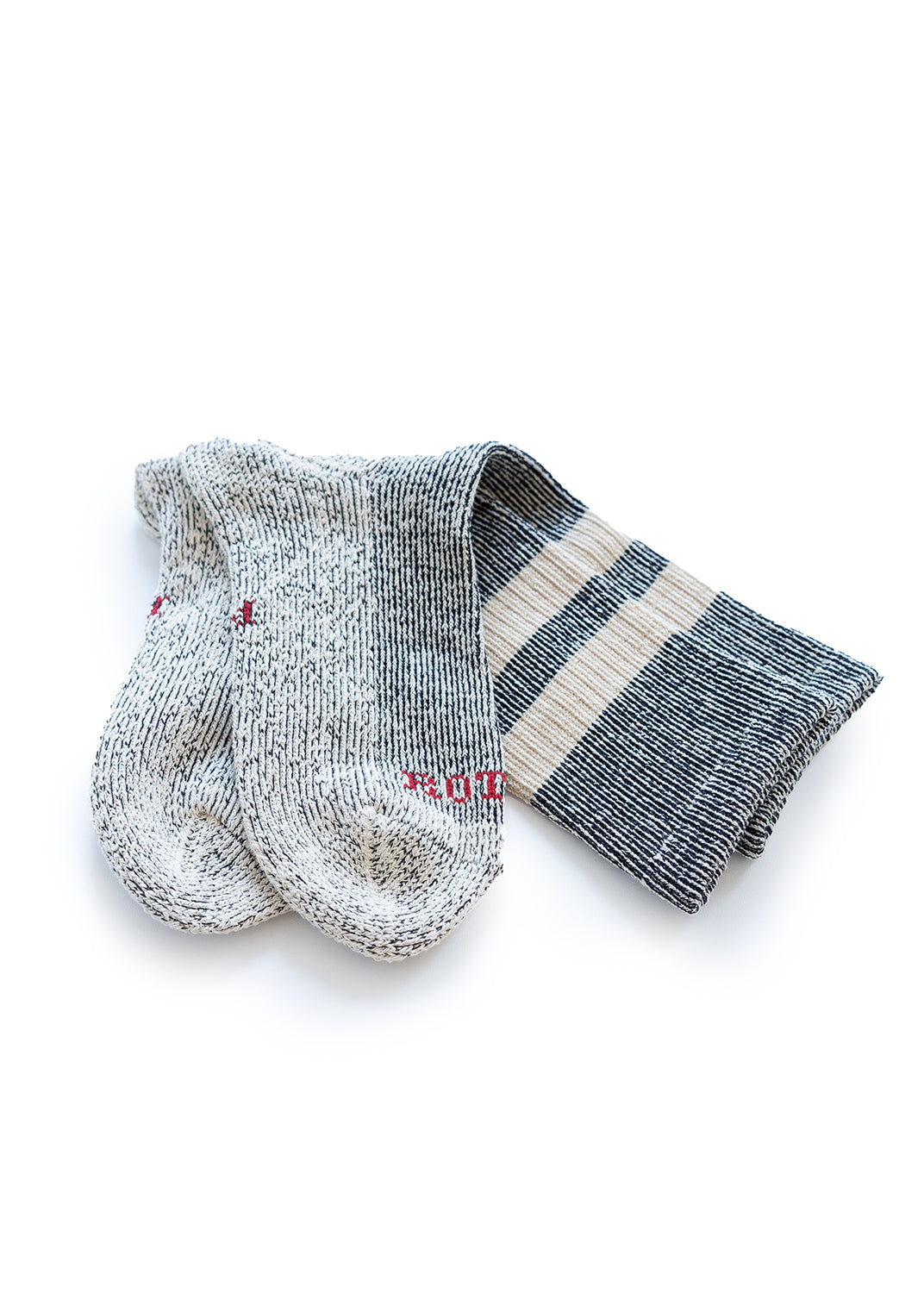 Pile Stripe Marl Socks - Black/Beige