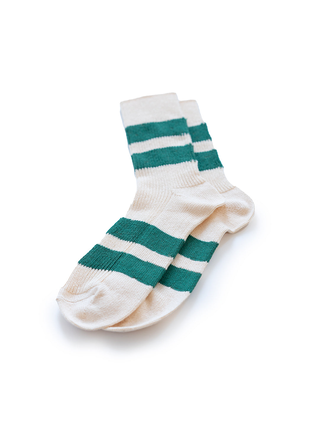 Cotton Stripe Socks - Ecru/Green
