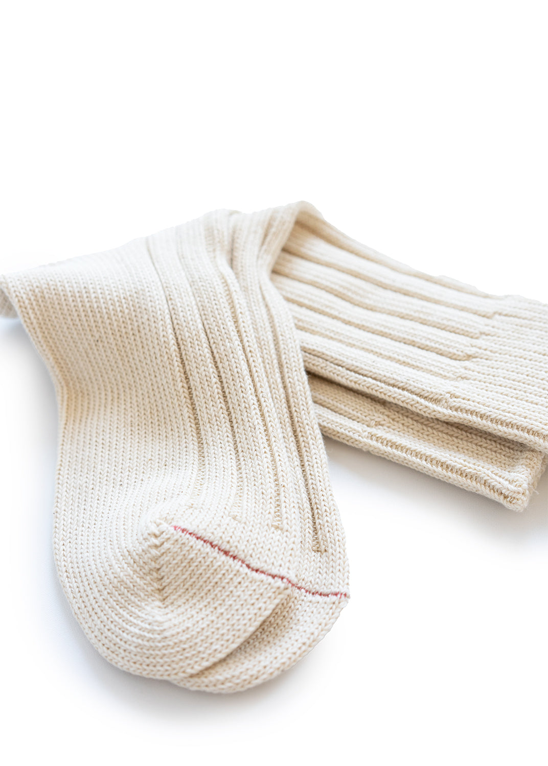 Organic Cotton Wide Rib Socks - Ecru