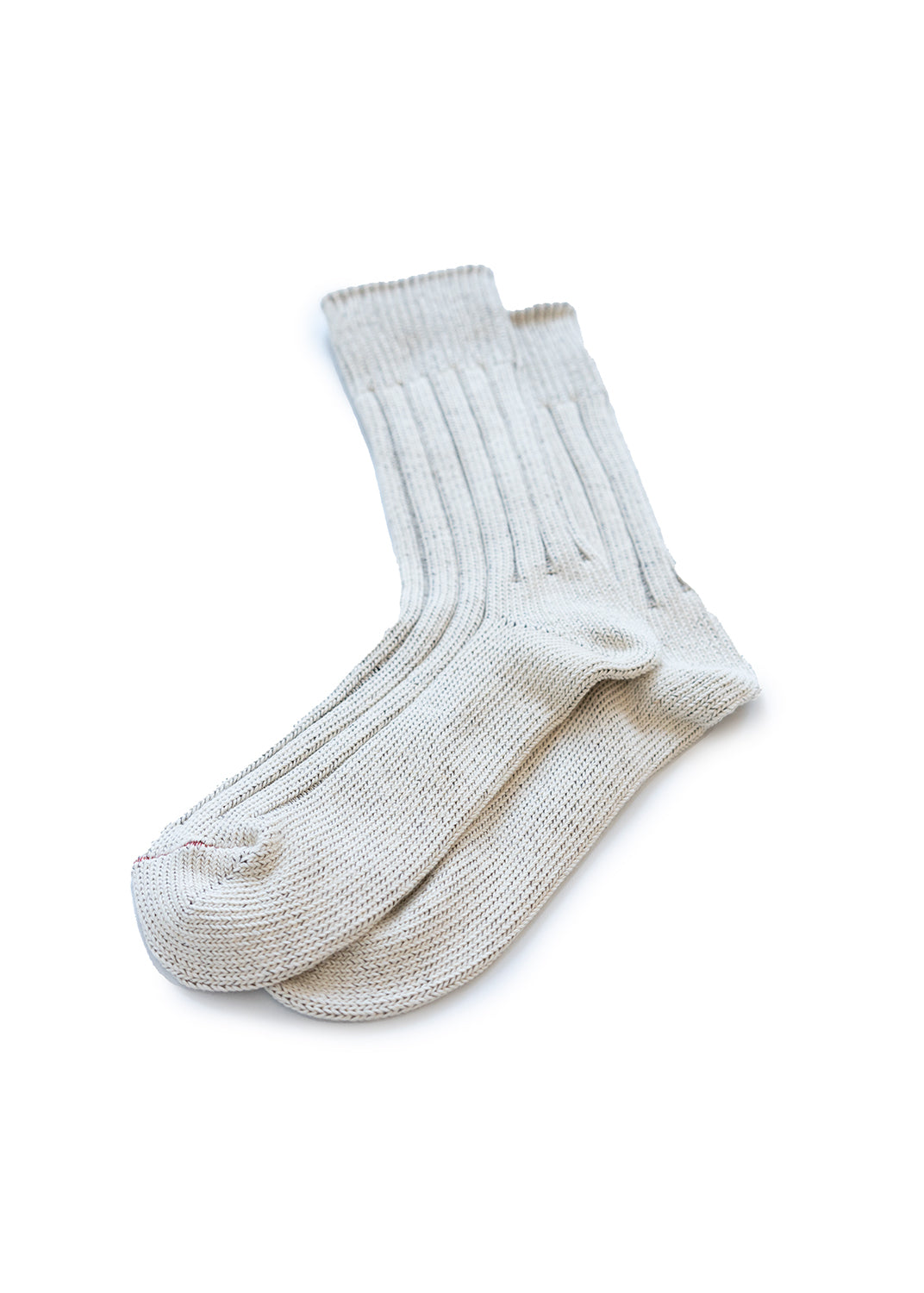 Organic Cotton Wide Rib Socks - Ecru/Brown