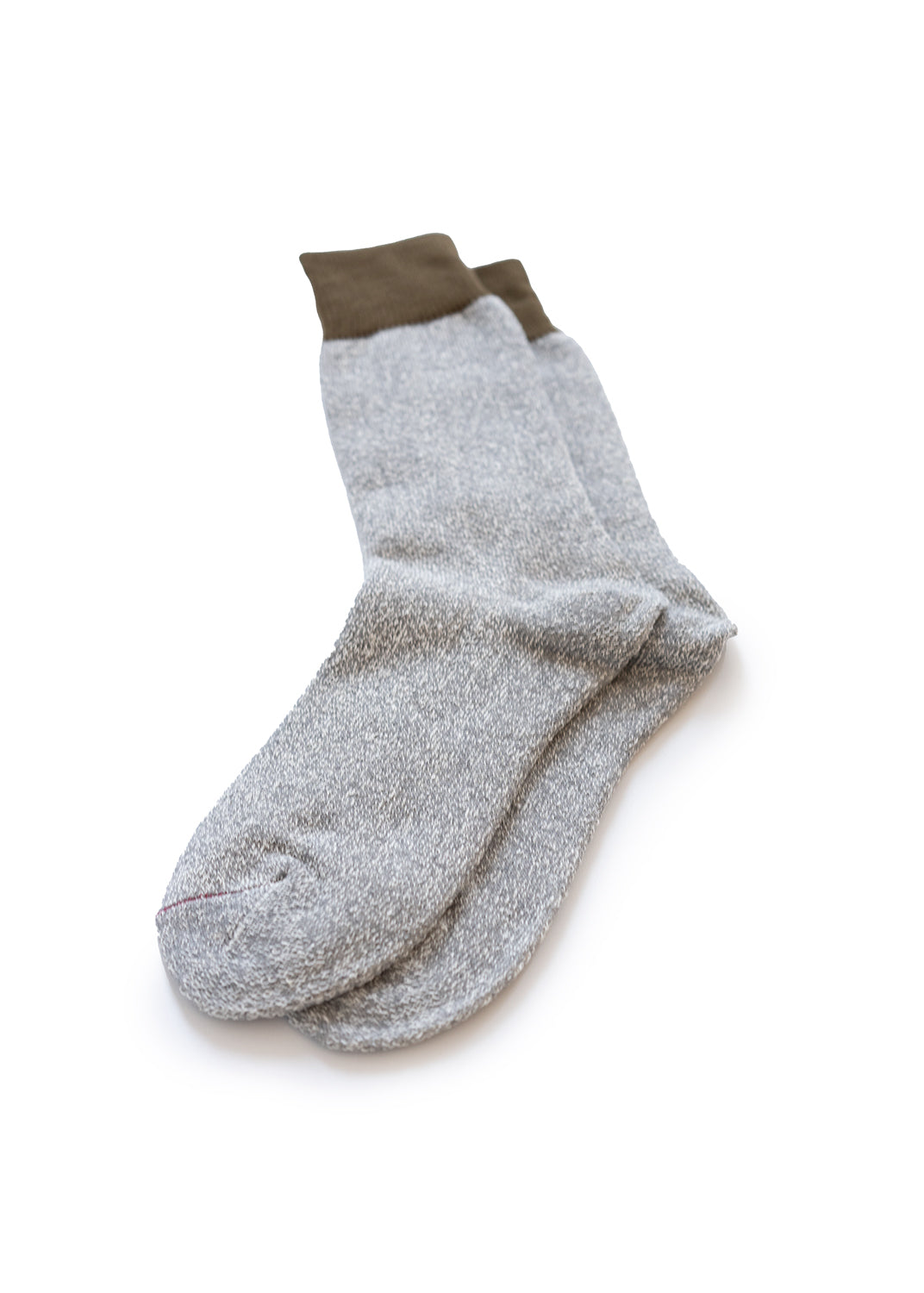 Double Face Crew Socks - Olive/Gray