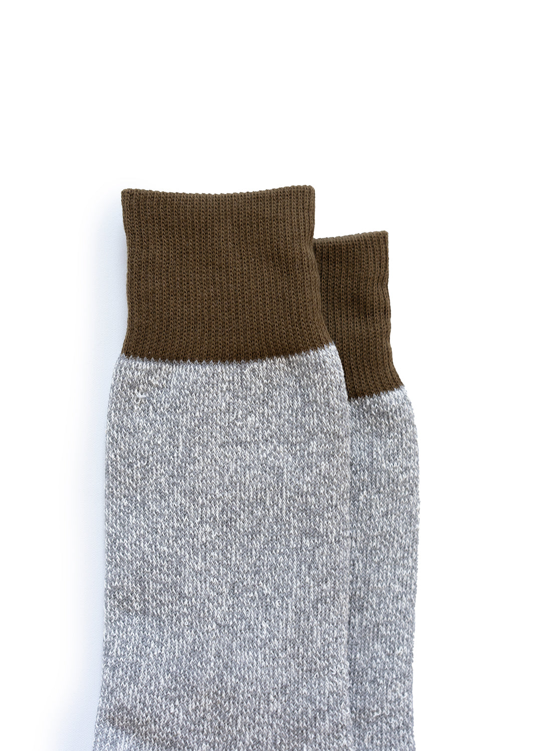 Double Face Crew Socks - Olive/Gray