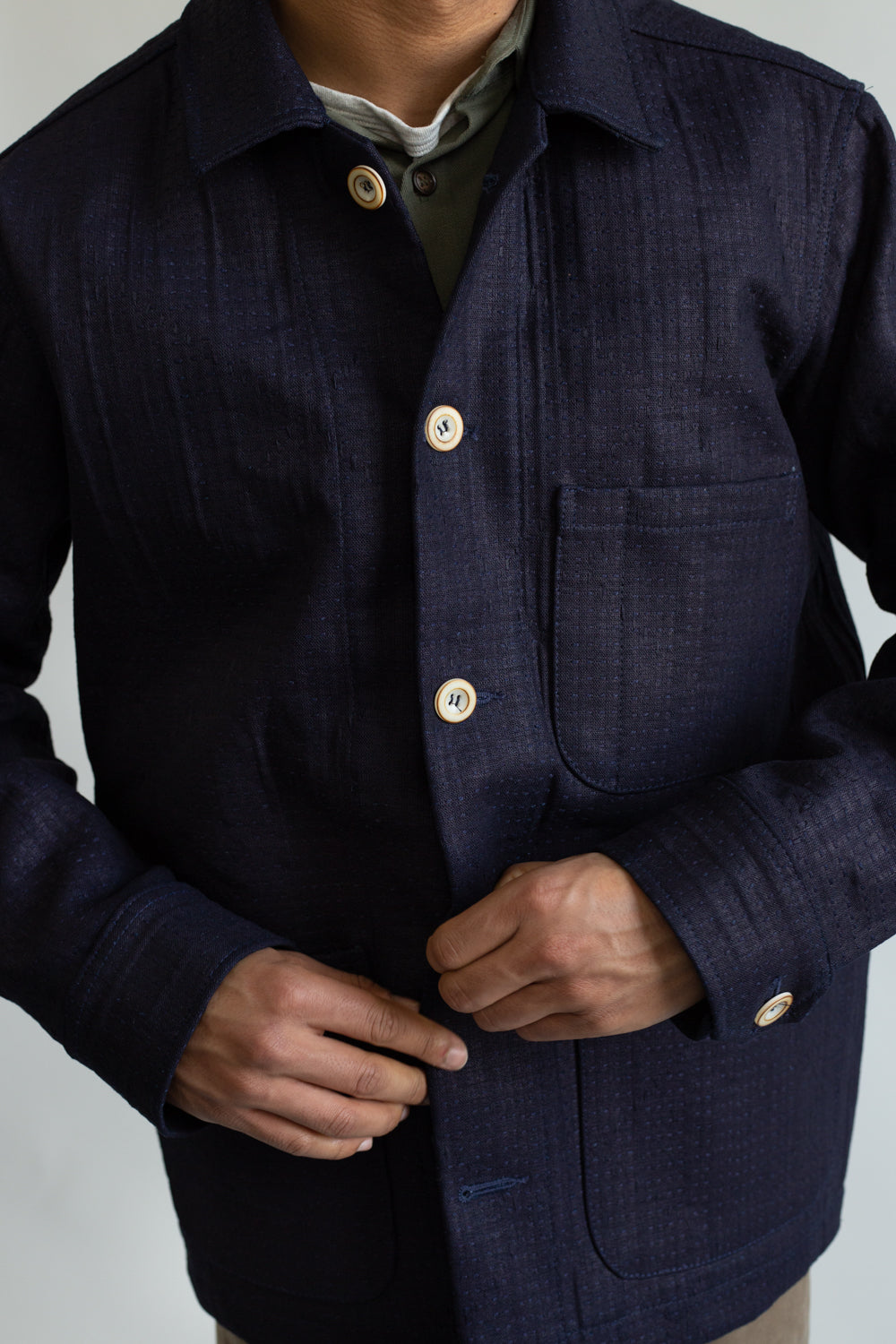 Sashiko Studio Coat - Indigo