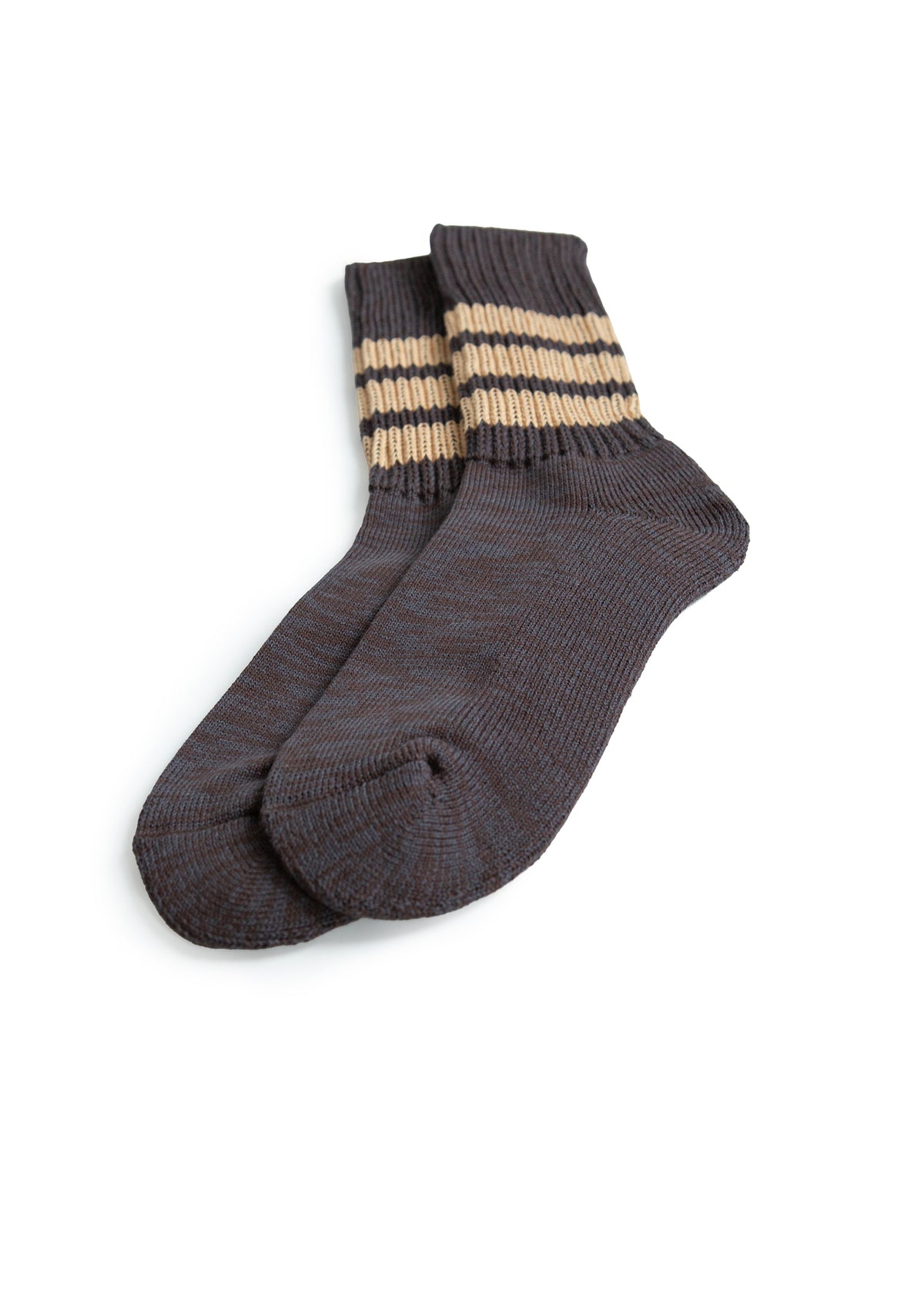 Coarse Ribbed Crew Socks "College Colors" - Faded Black/Vintage Orange