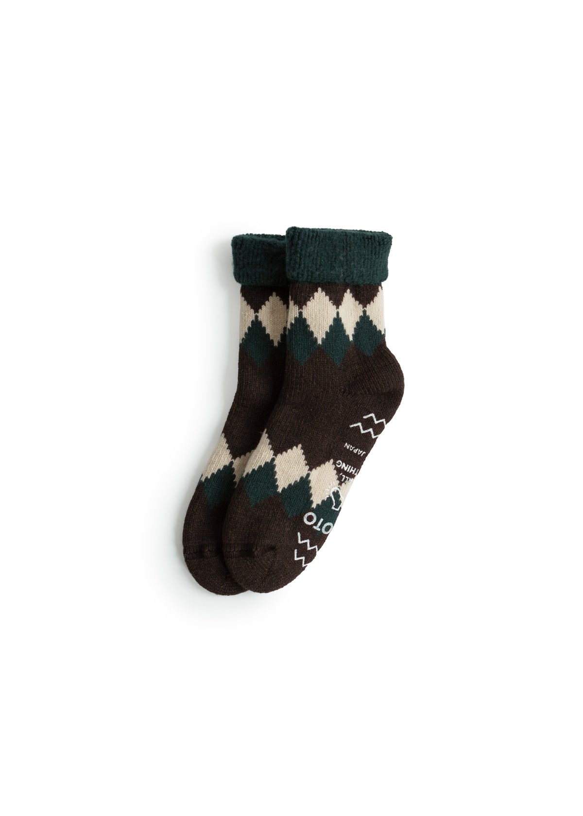 Comfy Room Socks "Diamond" - Forest/Brown