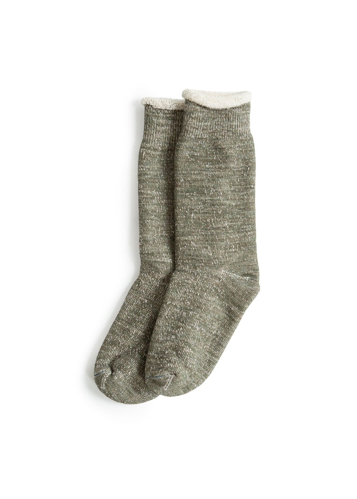 Double Face Crew Socks - Merino Wool + Organic Cotton - Army Green