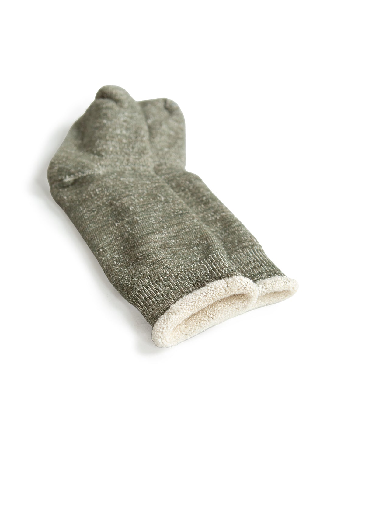 Double Face Crew Socks - Merino Wool + Organic Cotton - Army Green