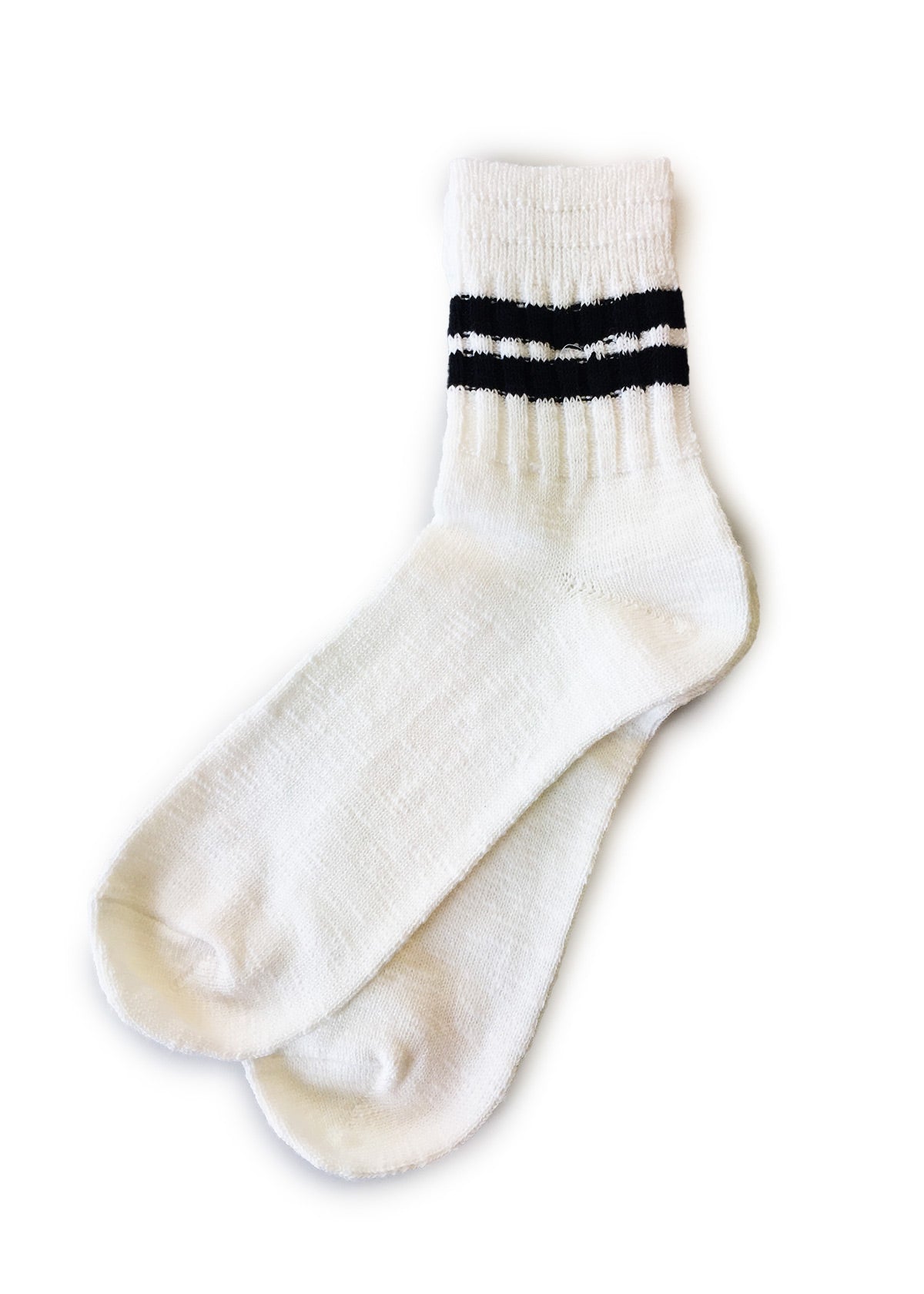 3 Line Slub Quarter - White / Black