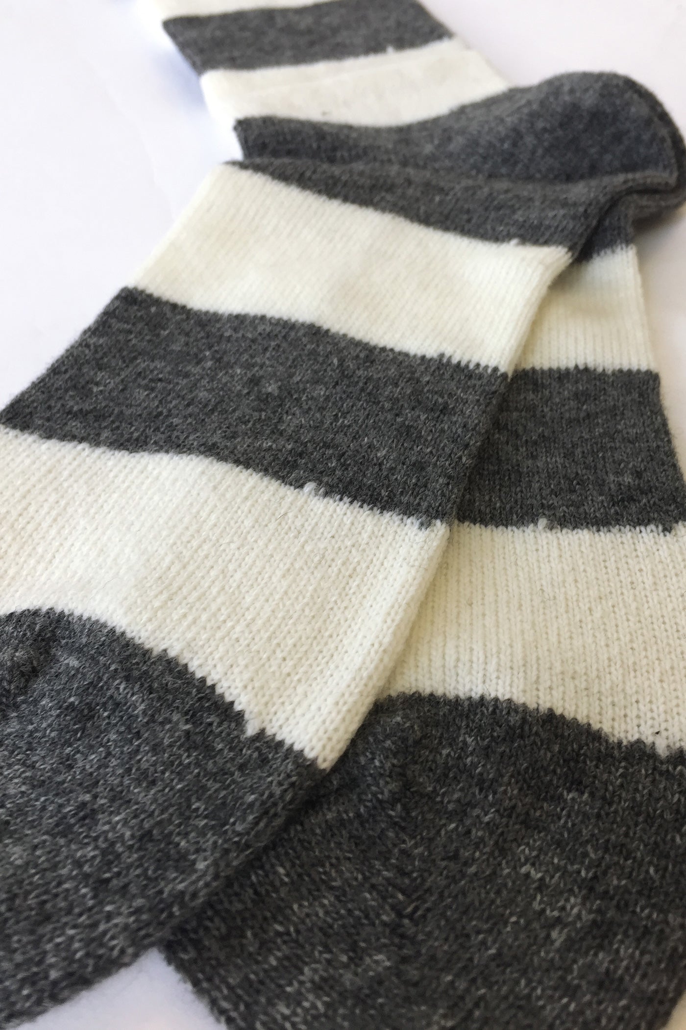 Wool Cashmere Stripes Crew - Charcoal Melange
