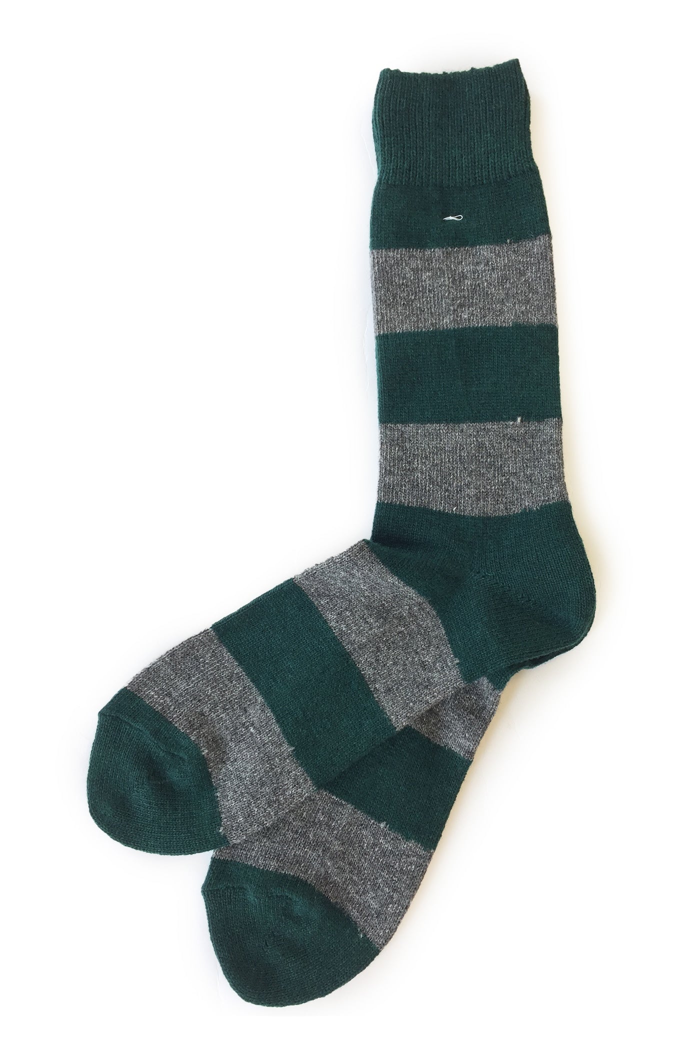 Wool Cashmere Stripes Crew - Moss
