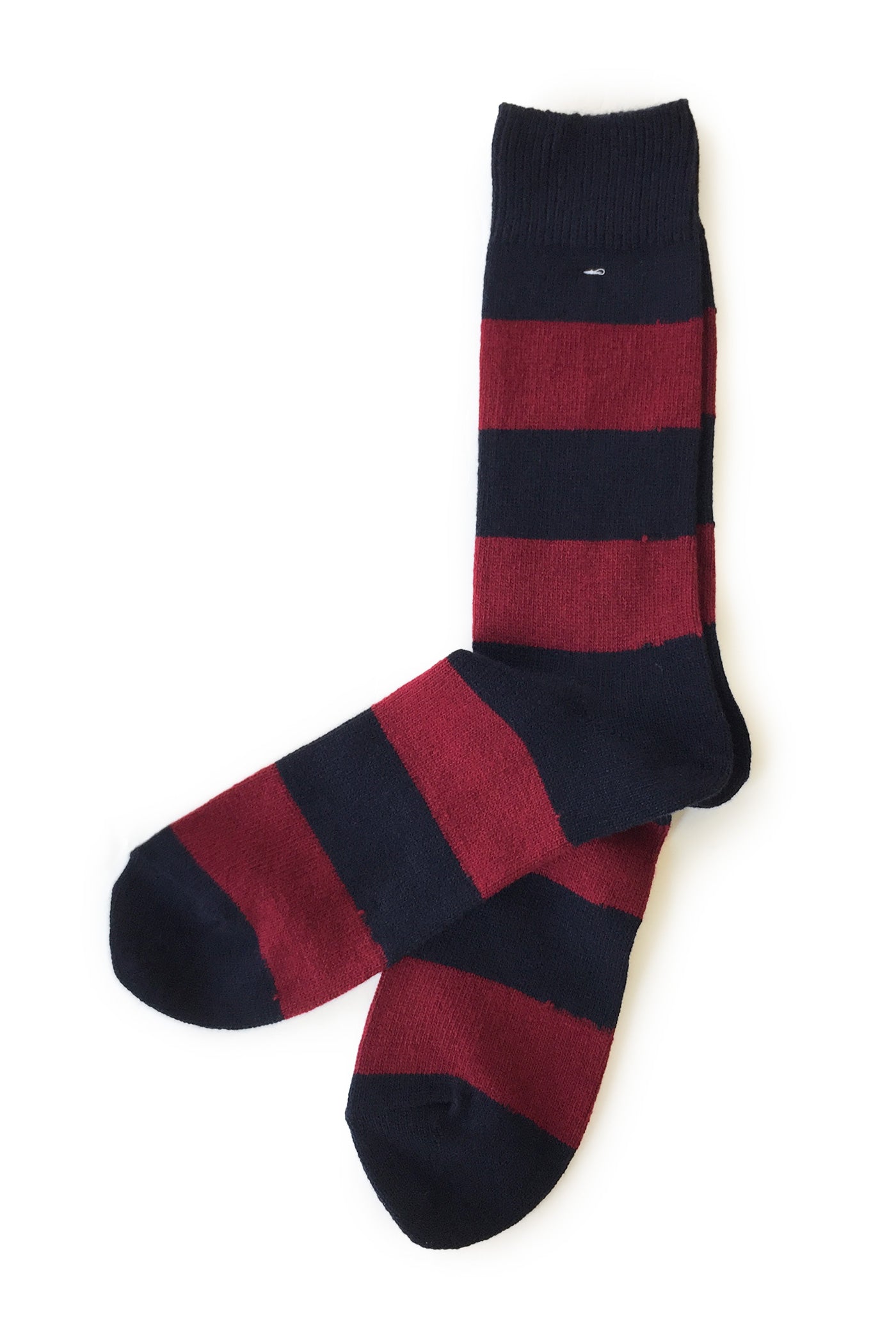 Wool Cashmere Stripes Crew - Navy Melange