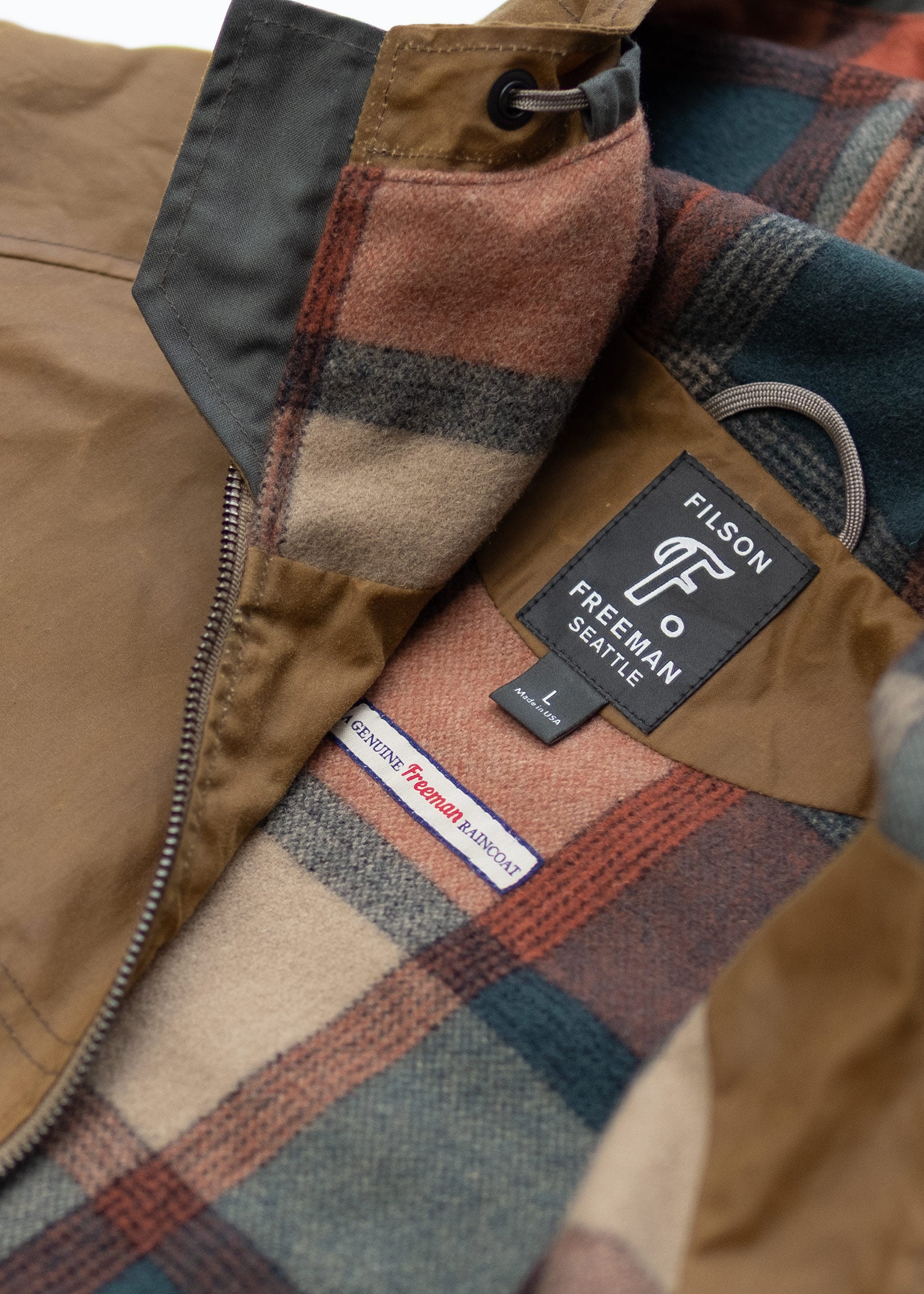Filson x Freeman Wool Lined Raincoat - Tan/Amber Spruce
