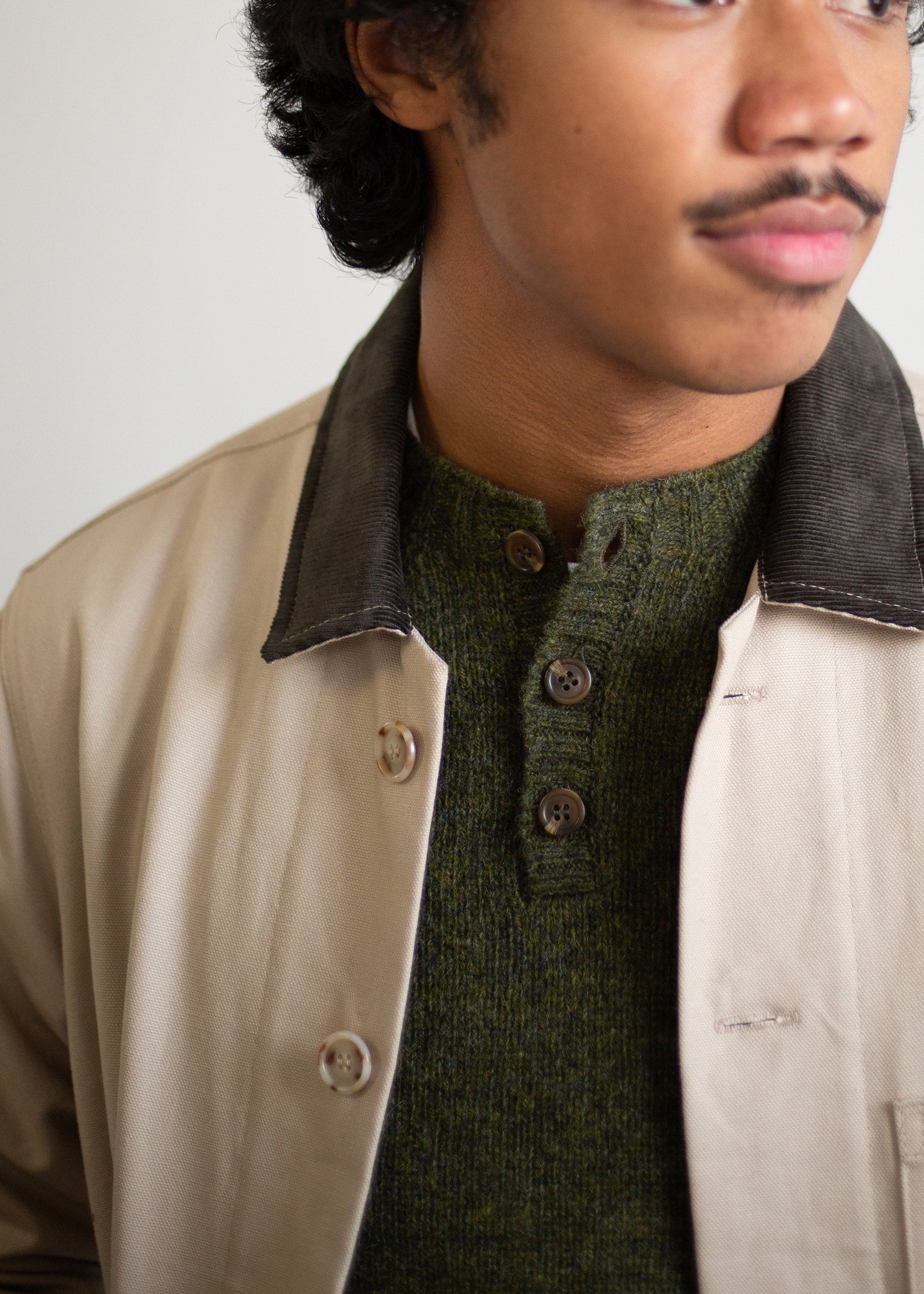Wool Henley Sweater - Pine