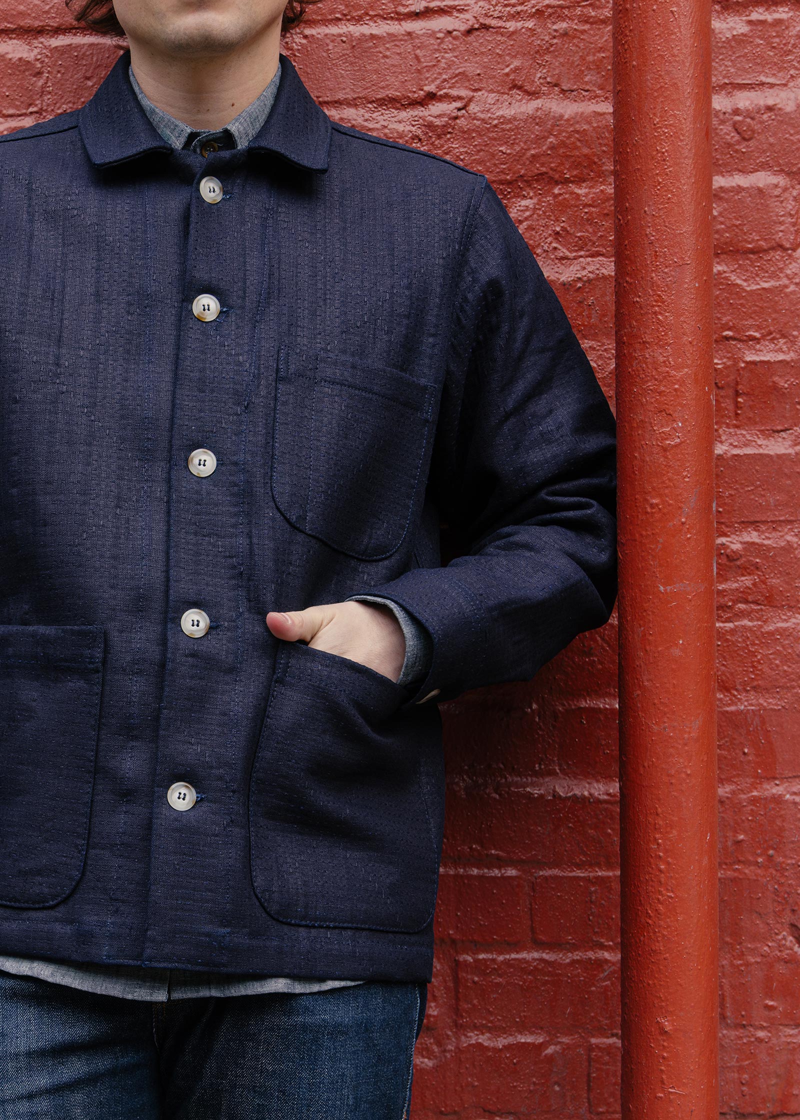 Sashiko Studio Coat - Indigo