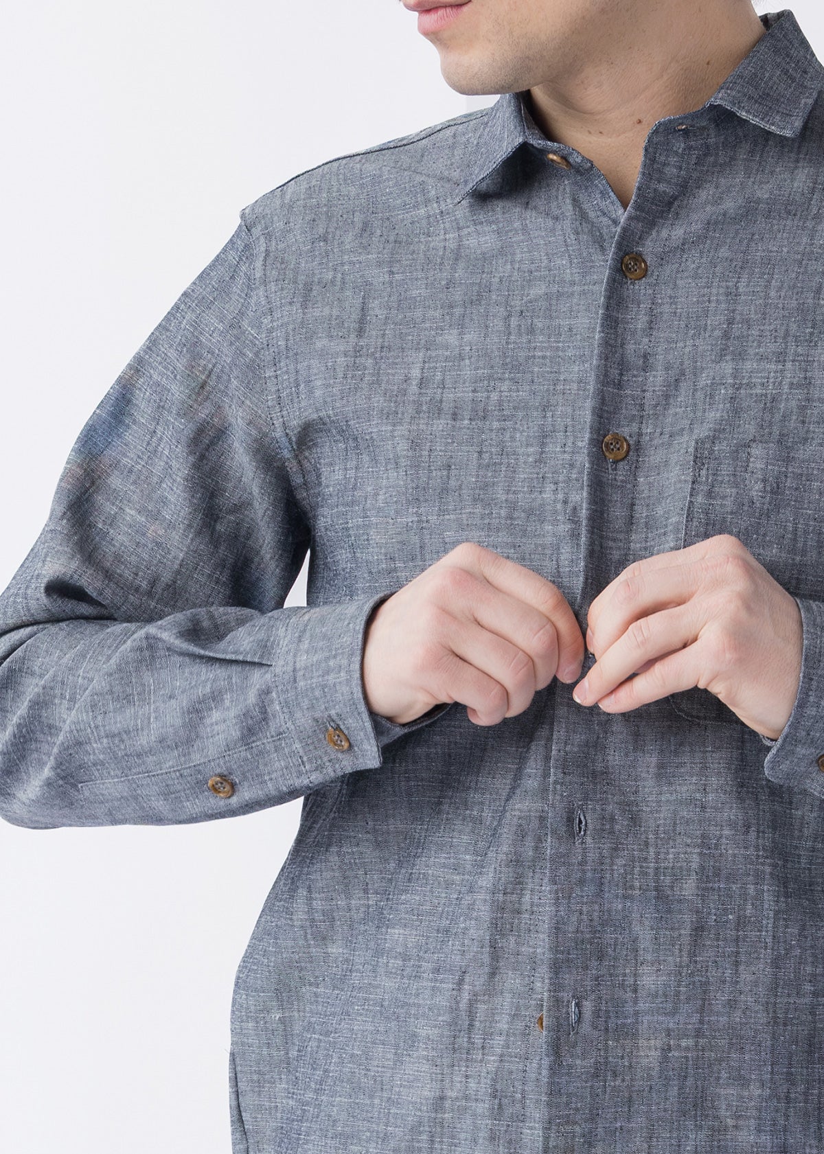Weathervane Shirt –  Indigo Hemp Chambray