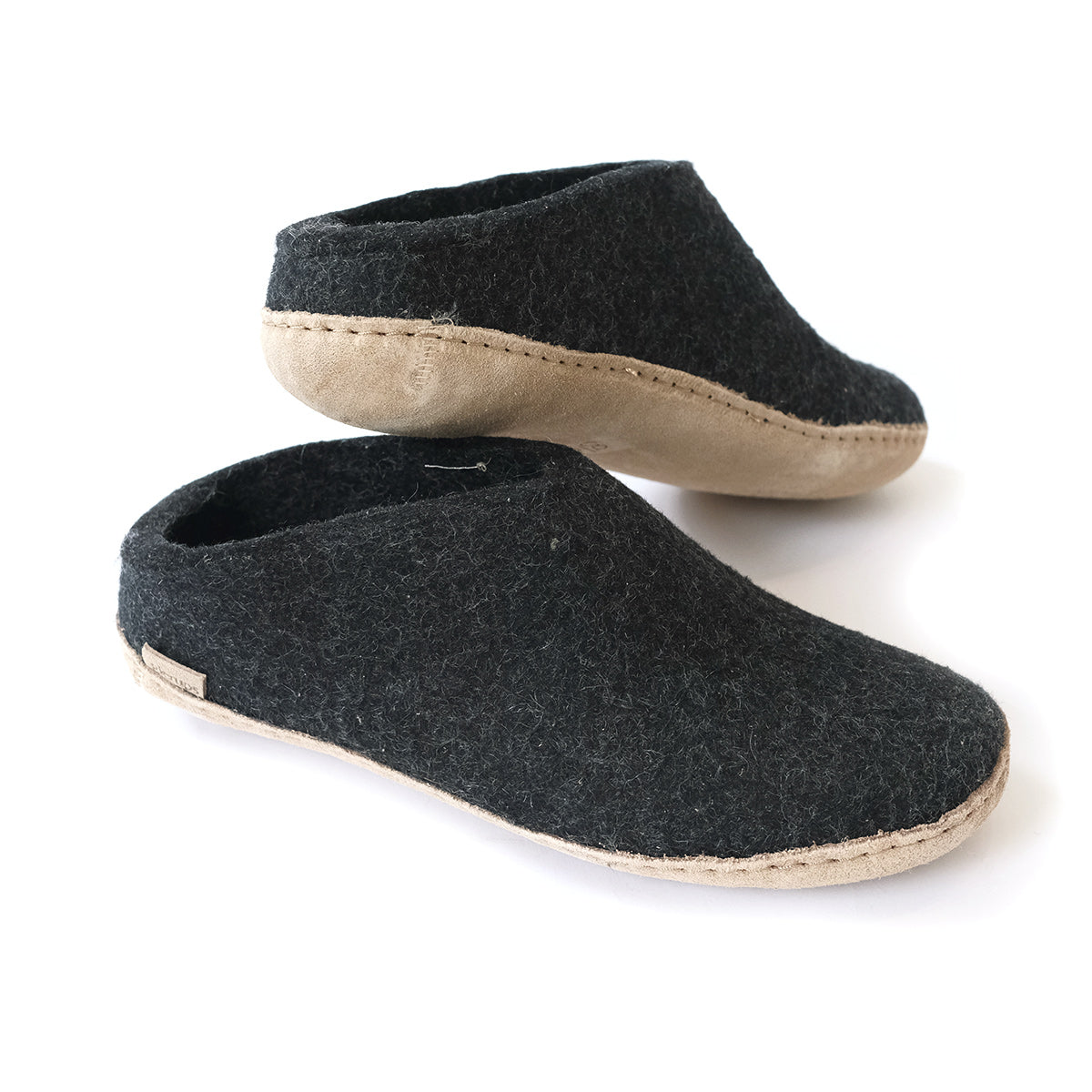 Wool Leather Sole Slipper - Charcoal - 47