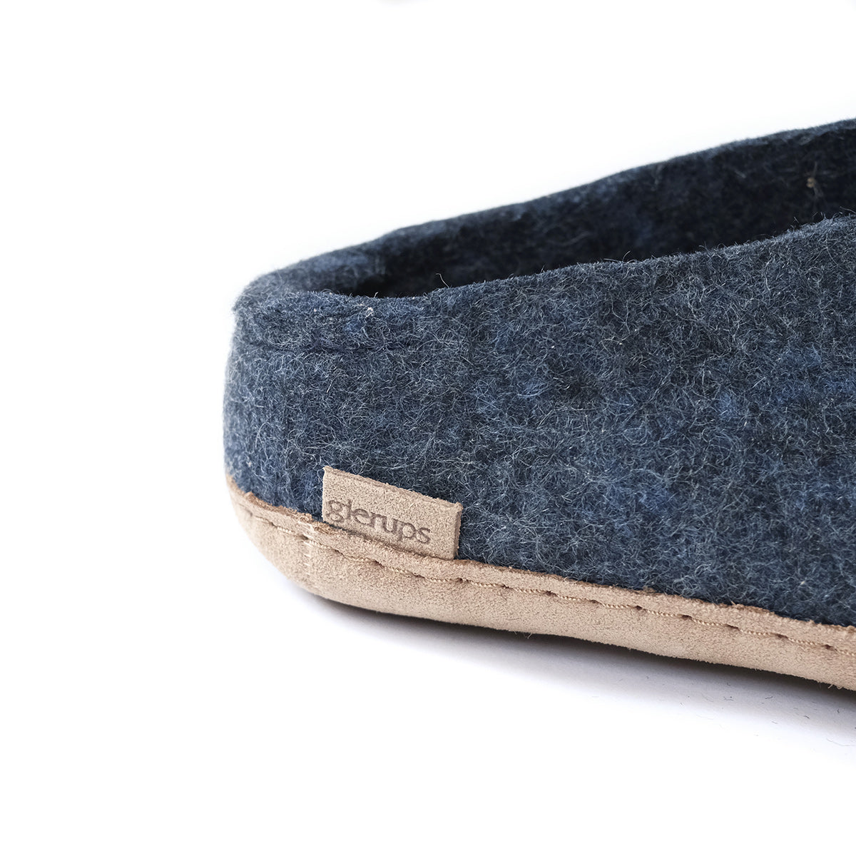 Wool Leather Sole Slipper - Denim - 47
